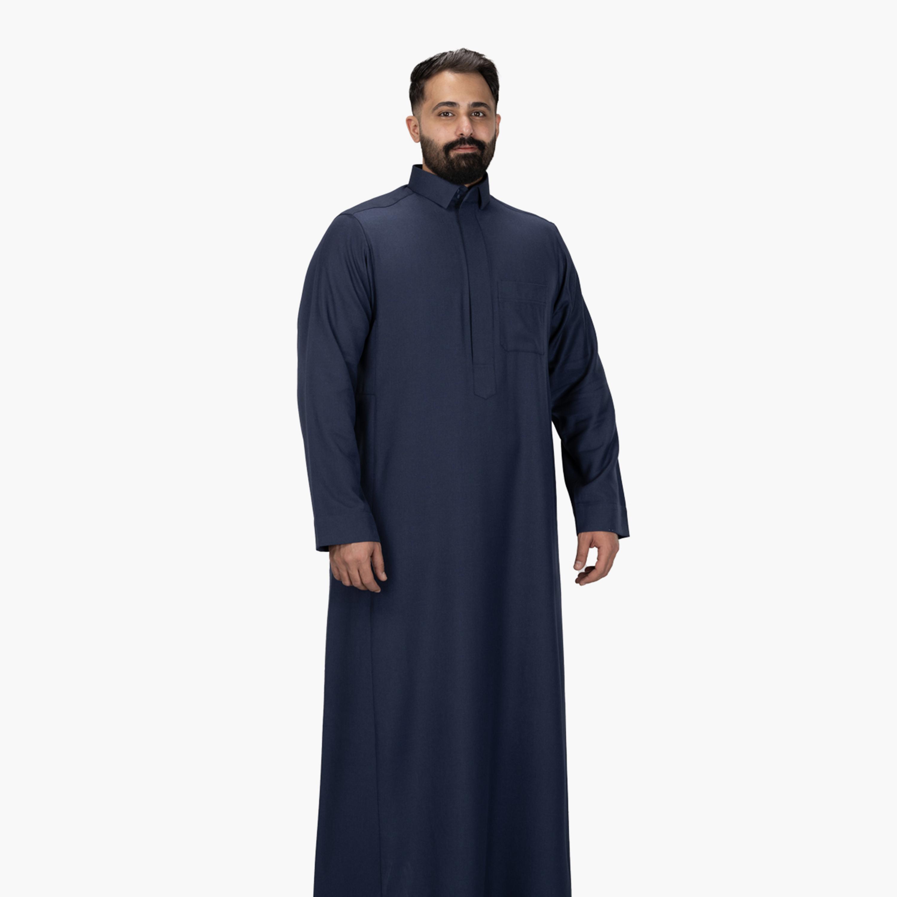 Drosh Blue Men's Thobe-men-arabicclothing-thobes-image-3