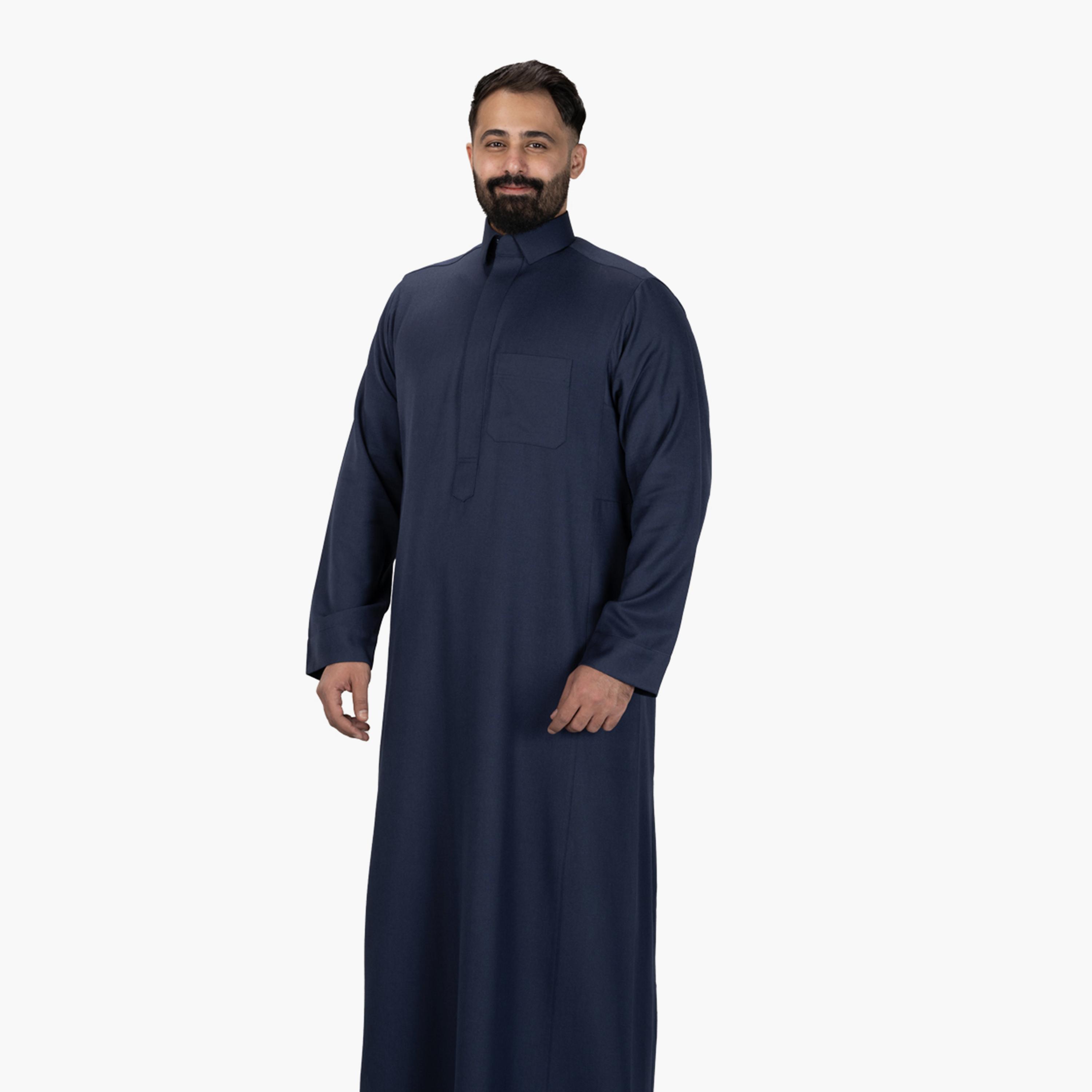 Drosh Blue Men's Thobe-men-arabicclothing-thobes-image-4