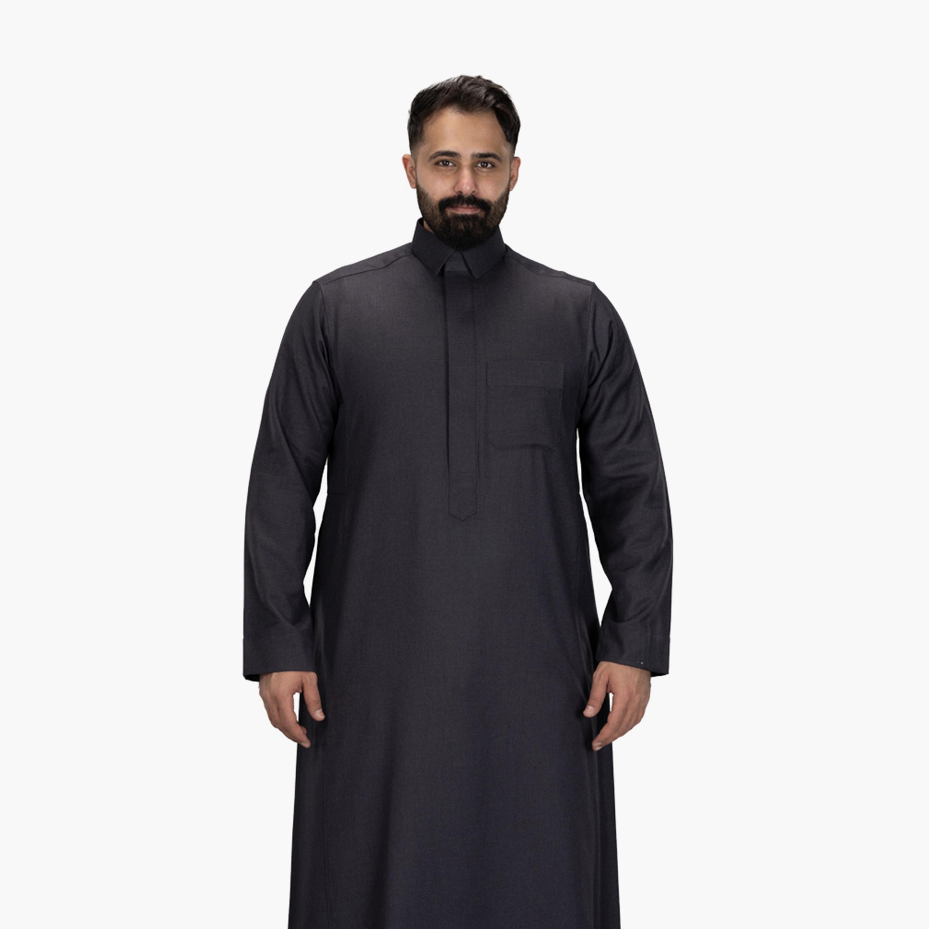 Drosh Charcoal Men's Thobe-men-arabicclothing-thobes-image-1