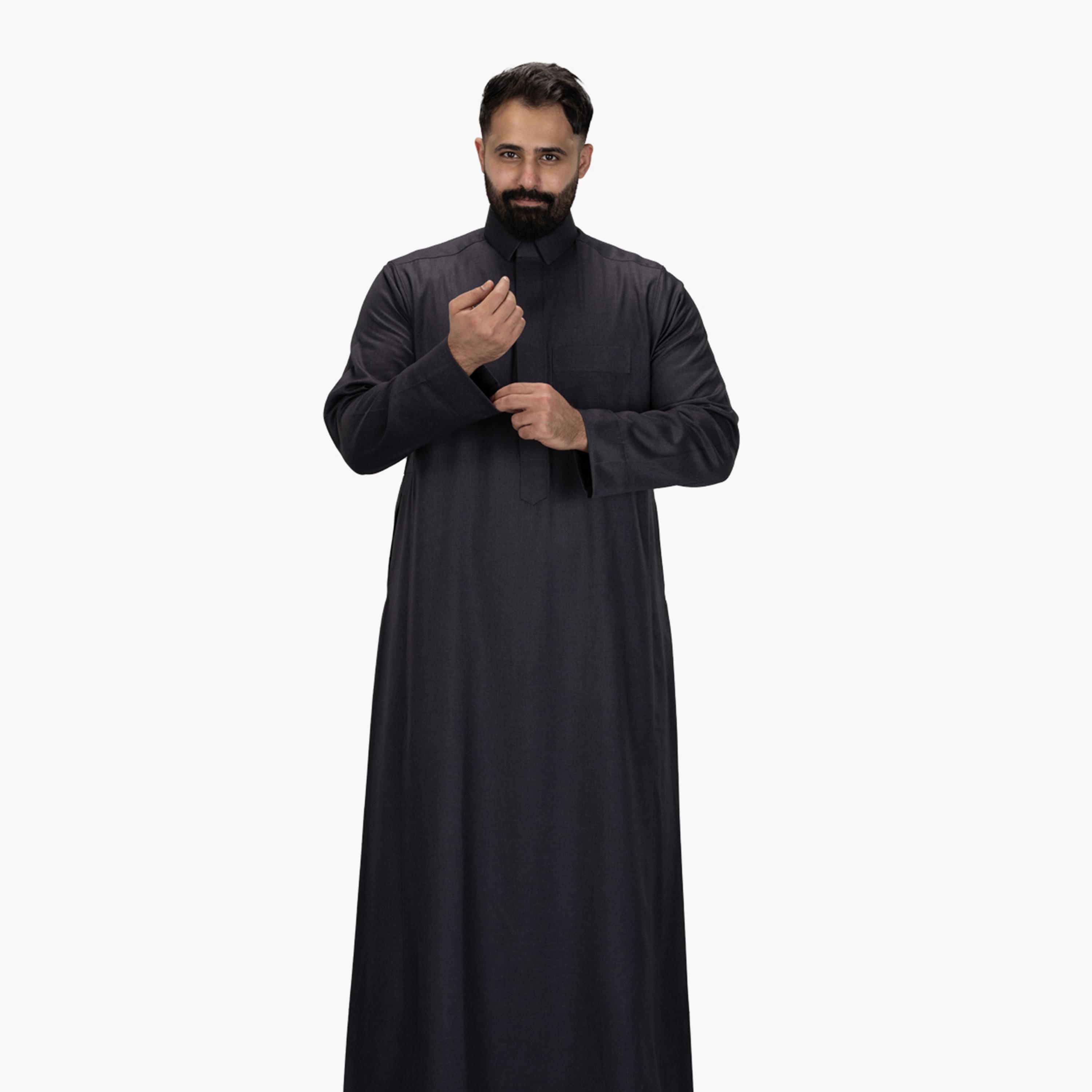 Drosh Charcoal Men's Thobe-men-arabicclothing-thobes-image-2