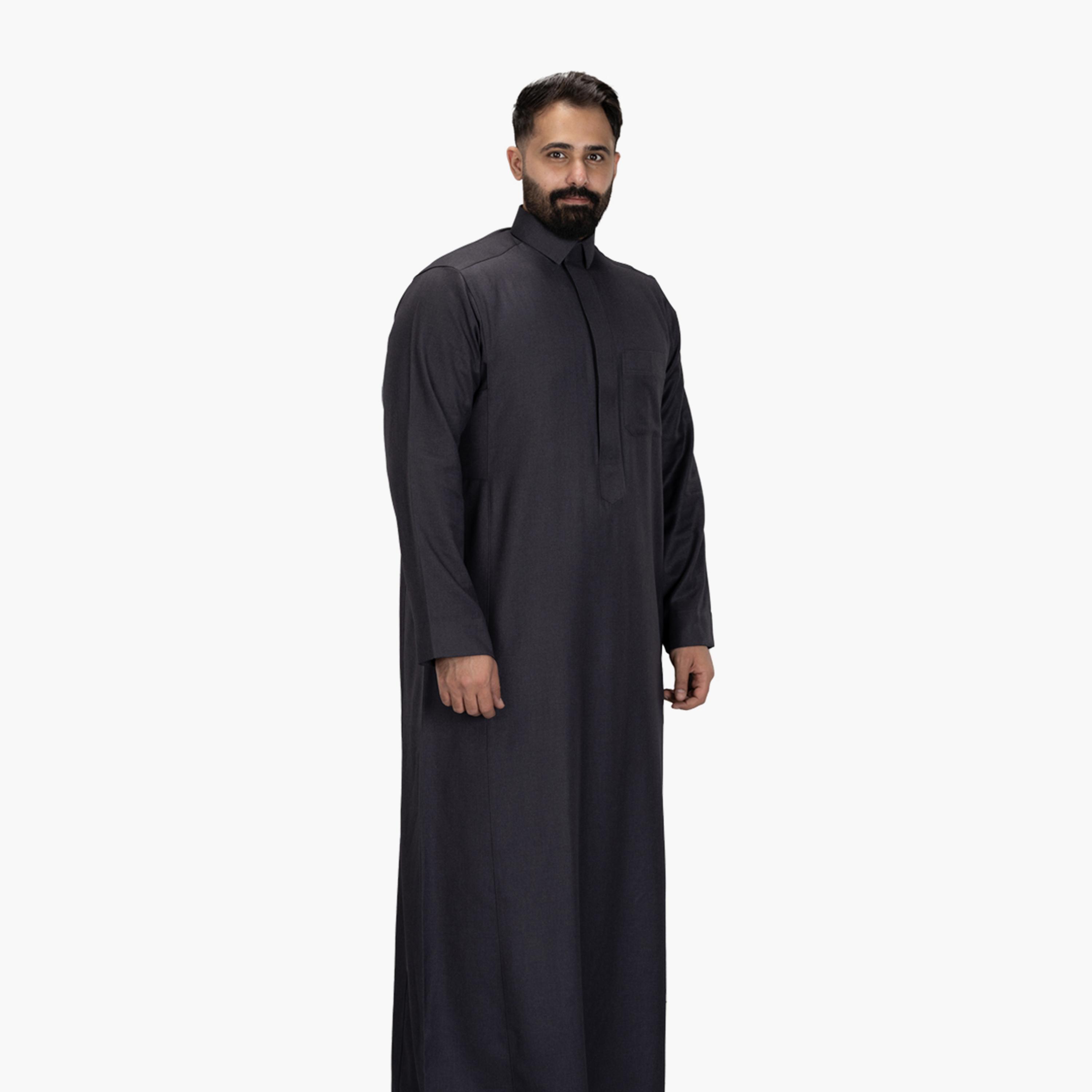 Drosh Charcoal Men's Thobe-men-arabicclothing-thobes-image-3