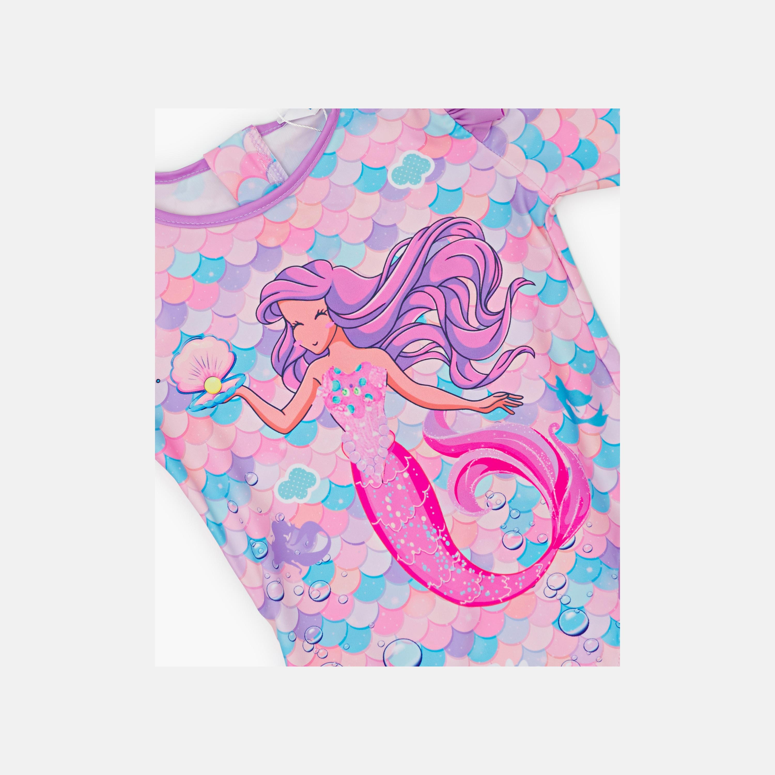 Babyqlo Adorable Mermaid Printed Long Sleeves Swimwear Bodysuit-girls-clothing-swimwear-image-3