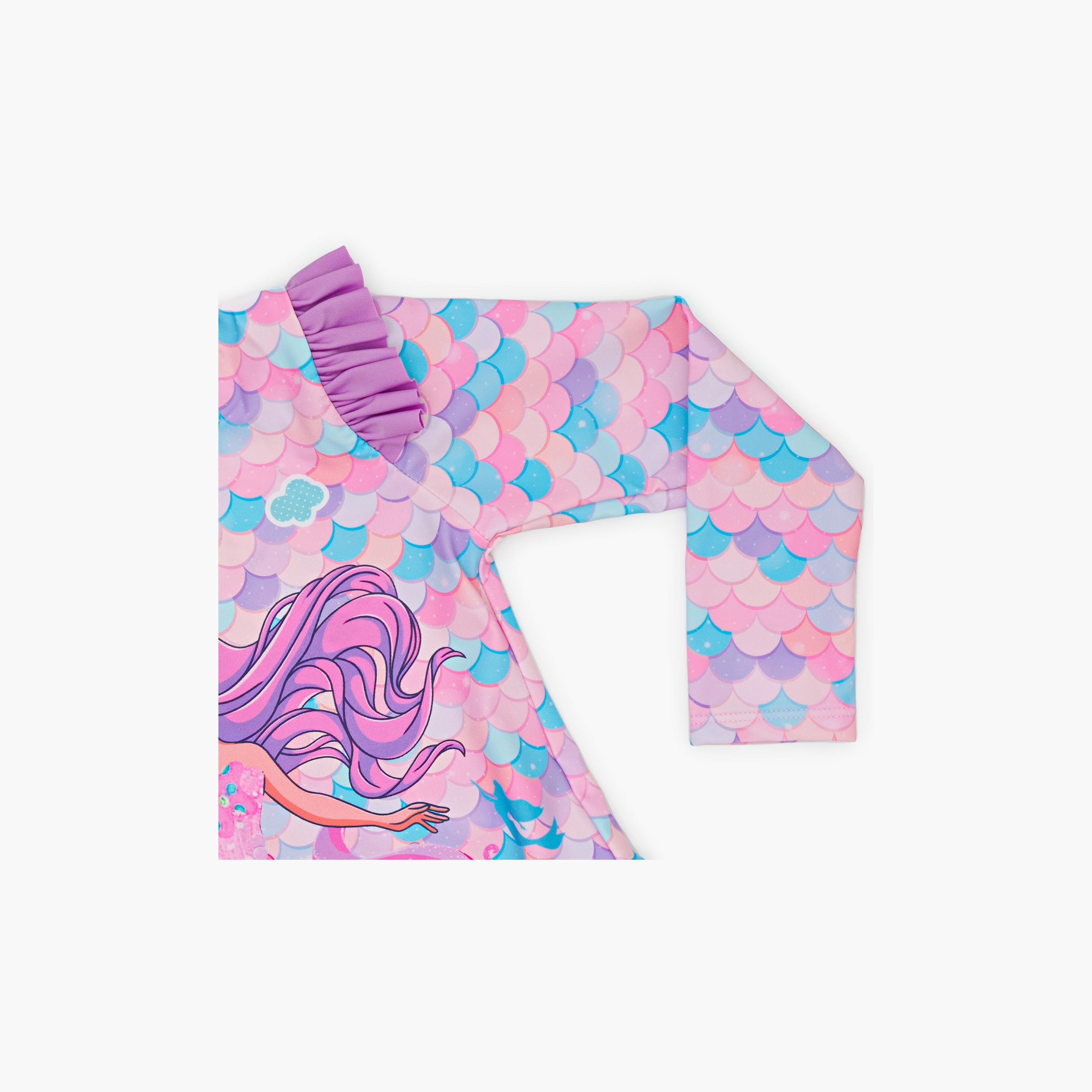 Babyqlo Adorable Mermaid Printed Long Sleeves Swimwear Bodysuit-girls-clothing-swimwear-image-4