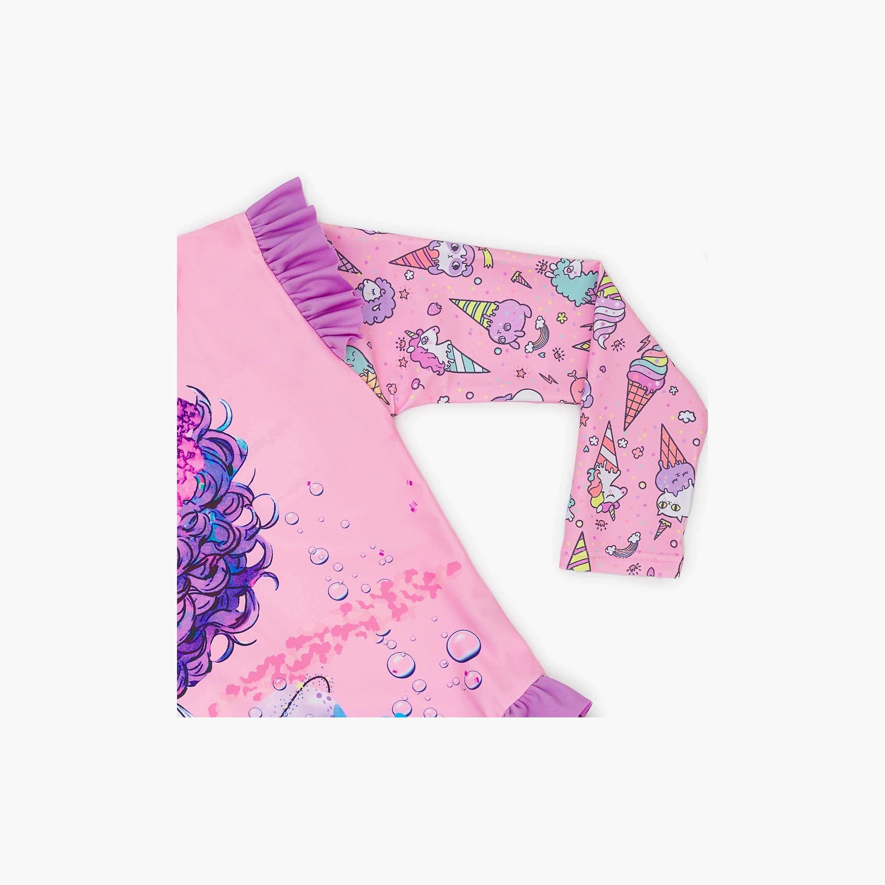 Babyqlo Mermaid Printed Long Sleeves Swimwear Bodysuit-girls-clothing-swimwear-image-4