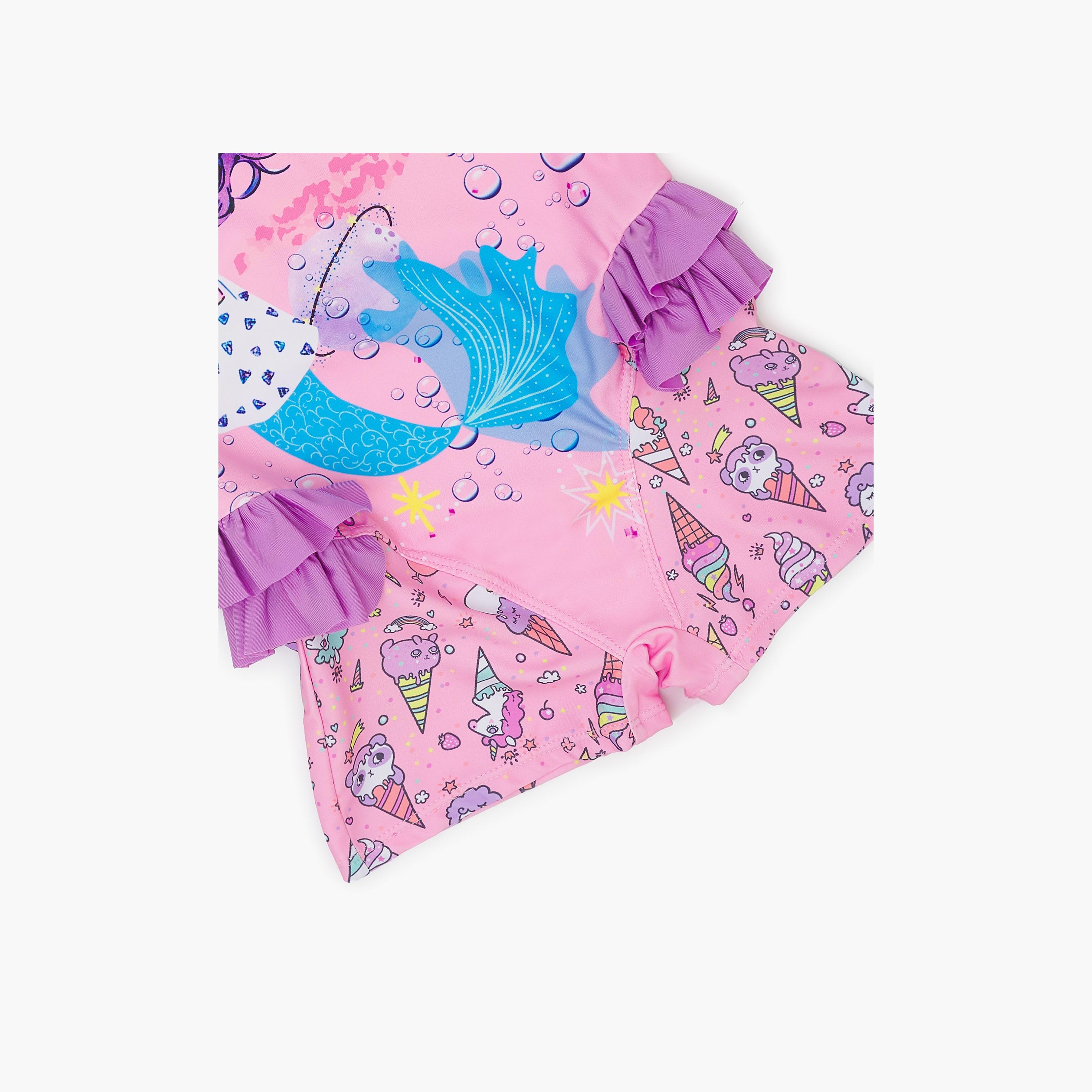 Babyqlo Mermaid Printed Long Sleeves Swimwear Bodysuit-girls-clothing-swimwear-image-5