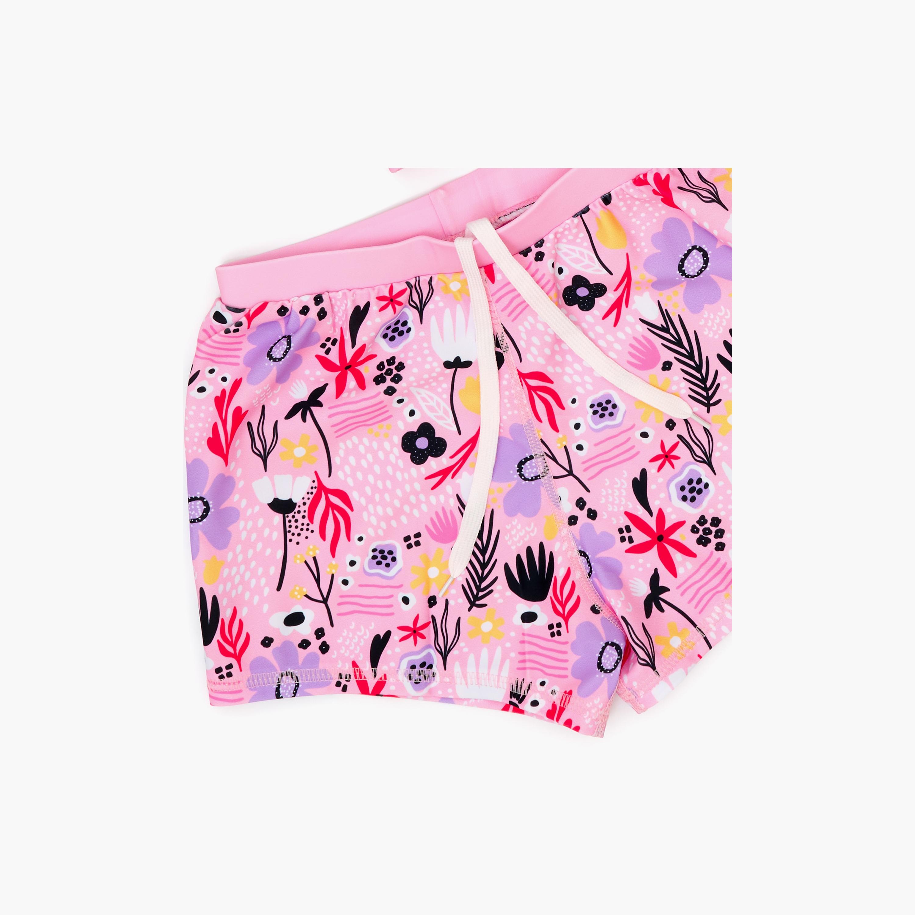 Babyqlo 3-Piece Princess Printed Swimwear Top, Pyjama with Shorts Set-girls-clothing-swimwear-image-5