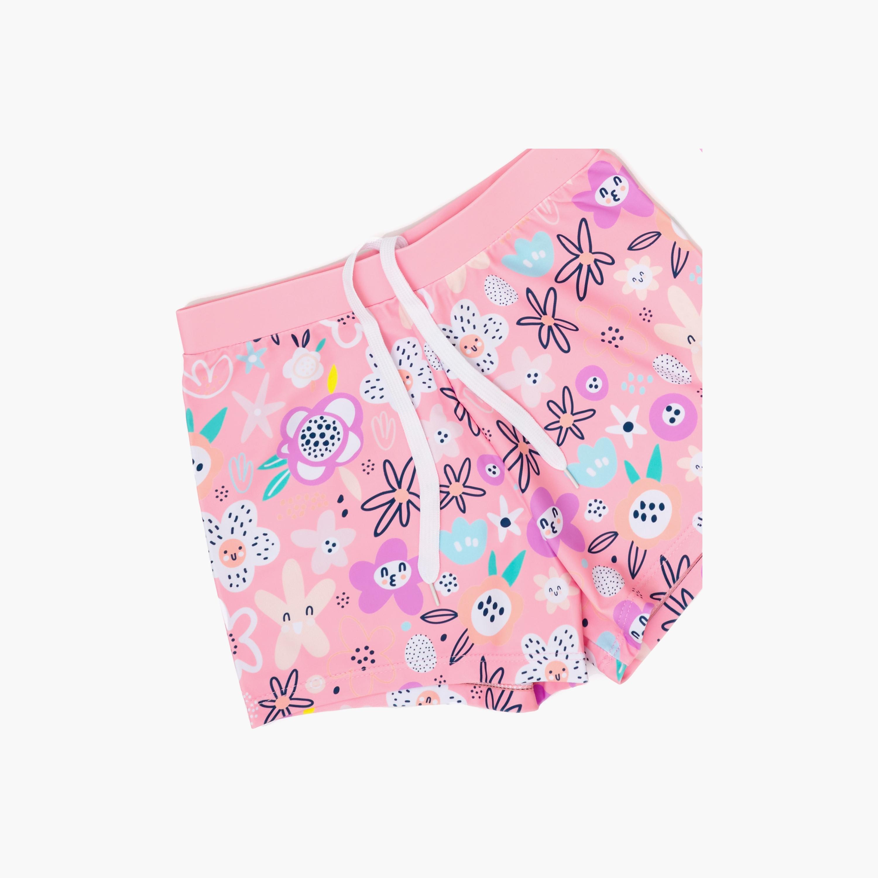 Babyqlo 3-Piece Swan Princess Printed Swimwear Top, Pyjama with Shorts Set-girls-clothing-swimwear-image-4