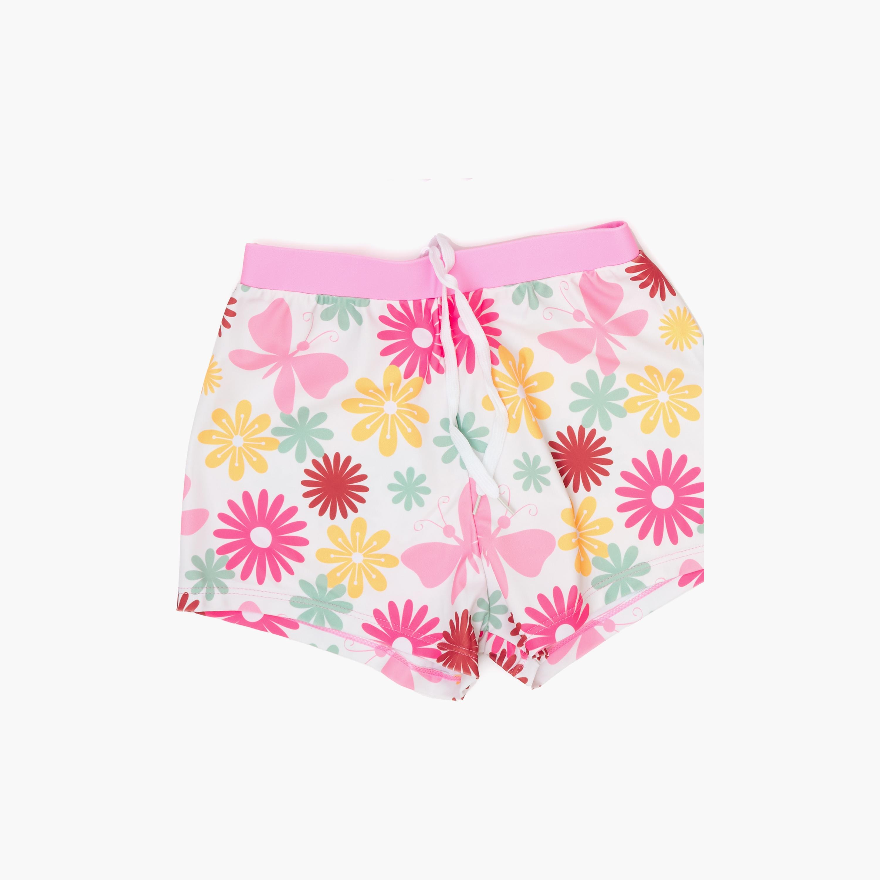 Babyqlo 3-Piece Unicorn Floral Printed Swimwear Set Top, Pyjama with Shorts Set-girls-clothing-swimwear-image-4