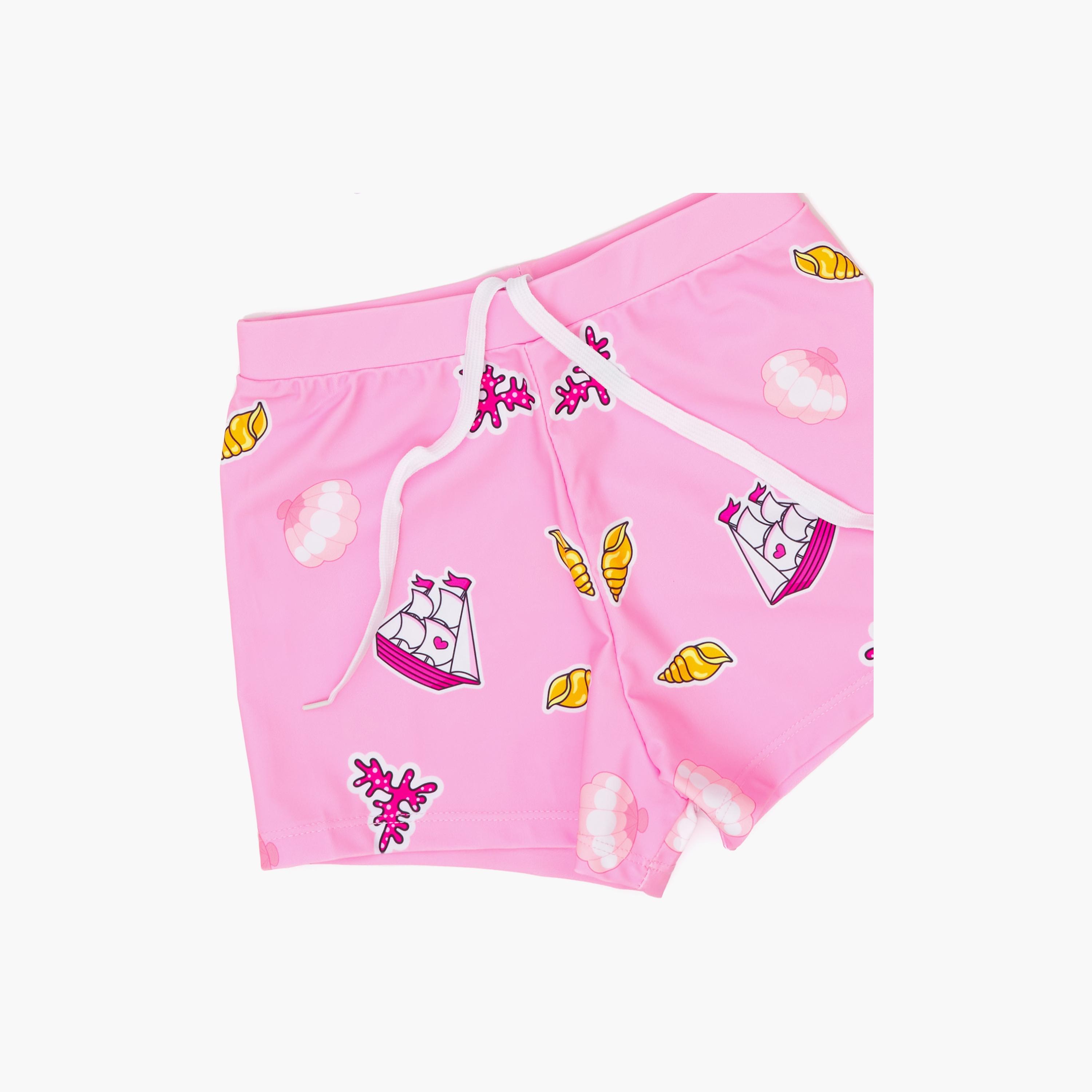 Babyqlo 3-Piece Mermaid Sea Princess Printed Swimwear Top, Pyjama with Shorts Set-girls-clothing-swimwear-image-4