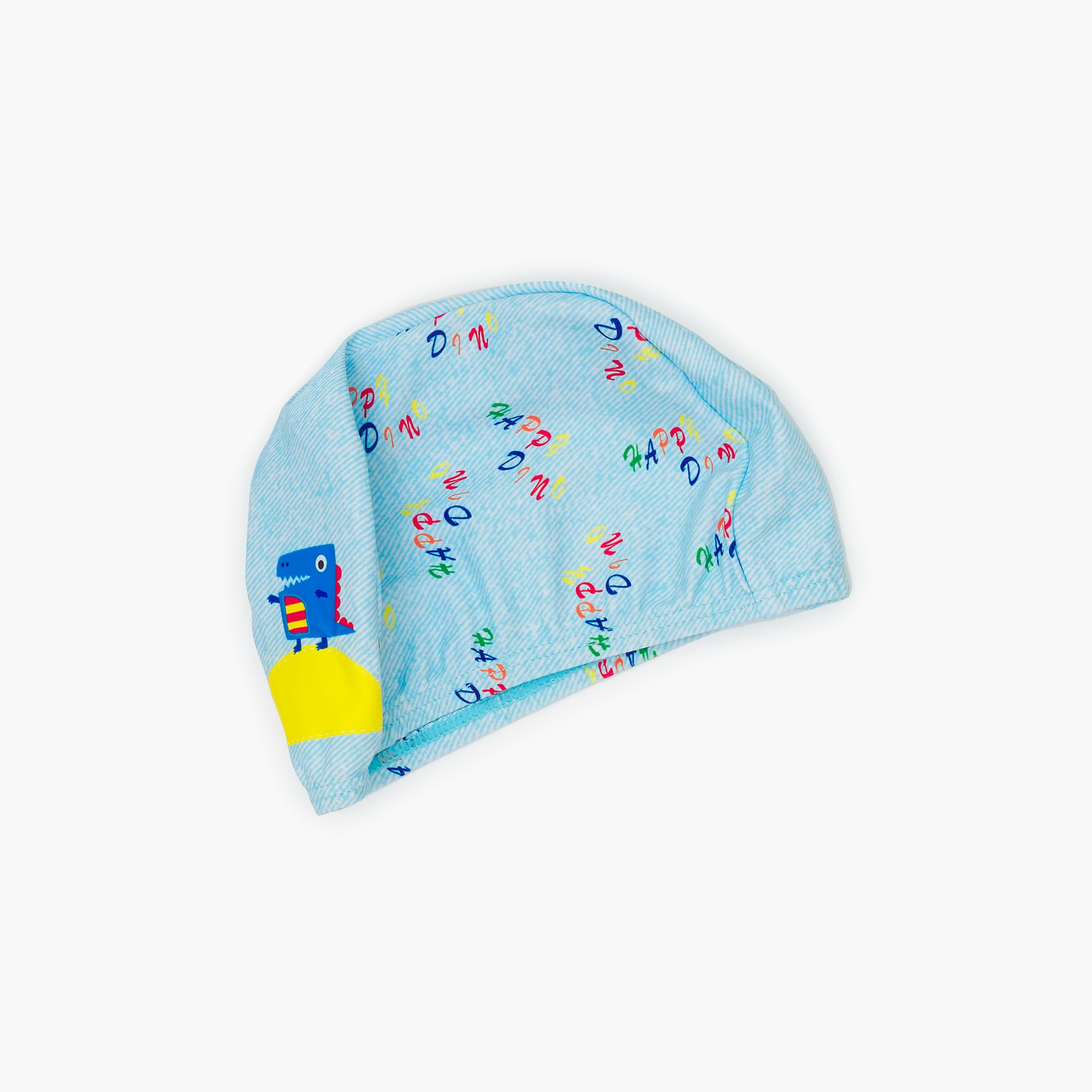 Babyqlo Happy Dino Printed Shorts Sleeves Swimwear Bodysuit with Cap-baby-boys-clothing-swimwear-image-4