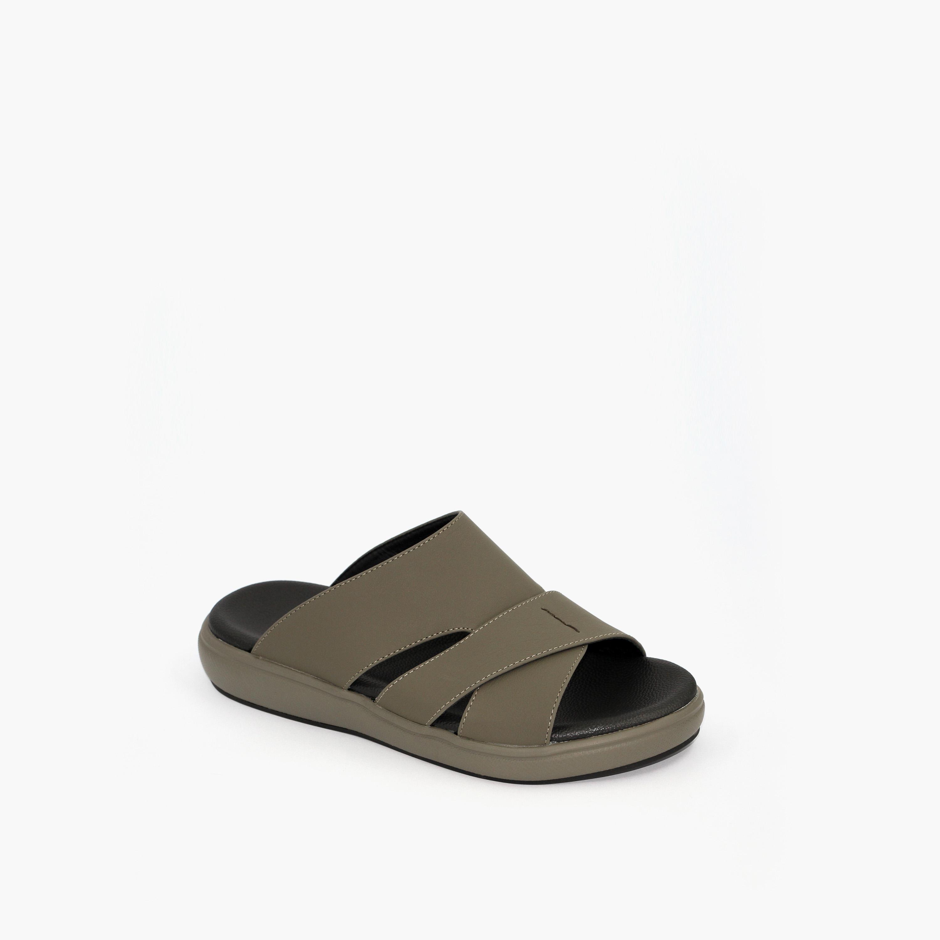 Geoomnii Men's Slip-On Zachary Slide Sandals | 9153-12-OLIVE-men-shoes-sandals-image-1