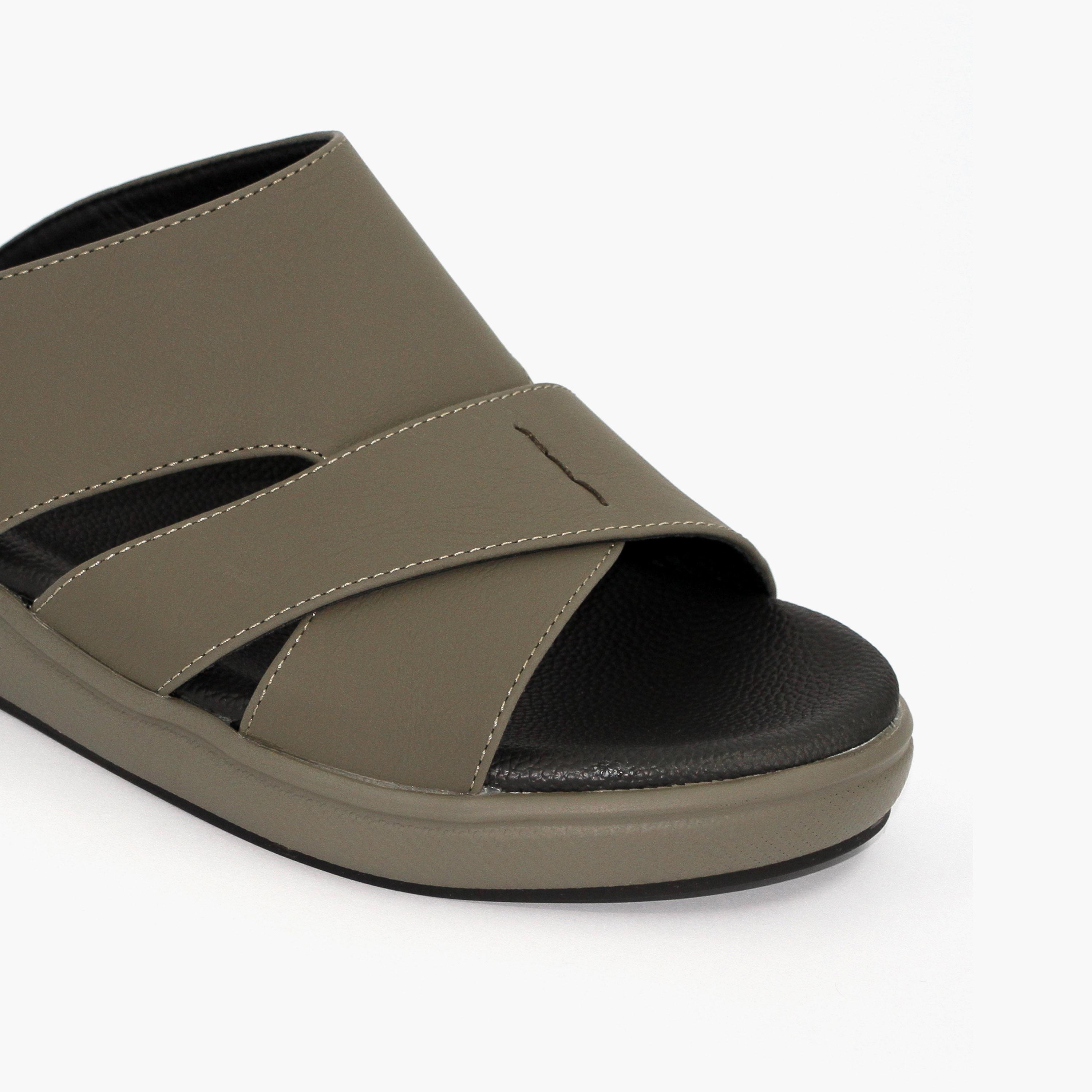 Geoomnii Men's Slip-On Zachary Slide Sandals | 9153-12-OLIVE-men-shoes-sandals-image-2