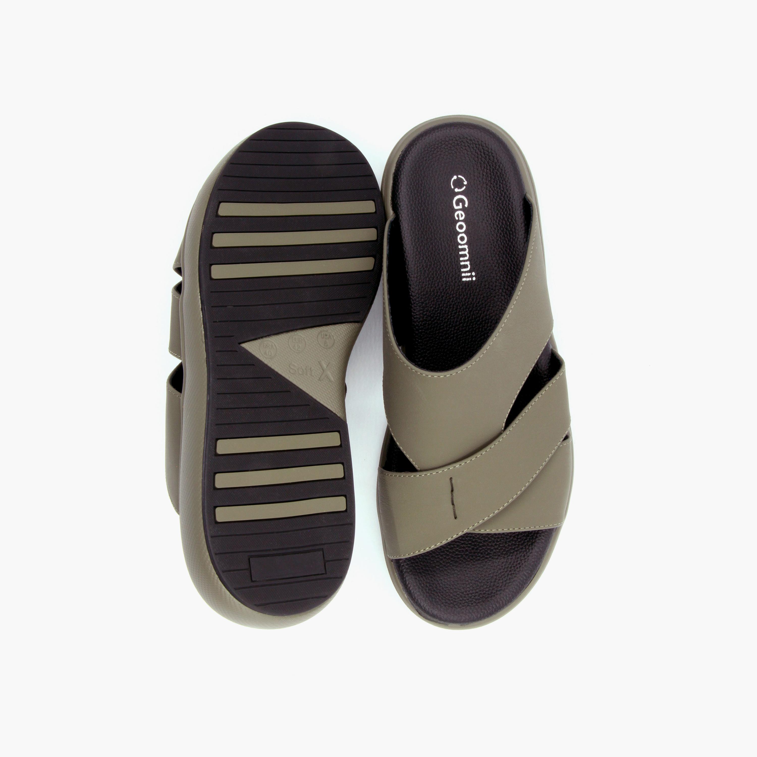 Geoomnii Men's Slip-On Zachary Slide Sandals | 9153-12-OLIVE-men-shoes-sandals-image-3