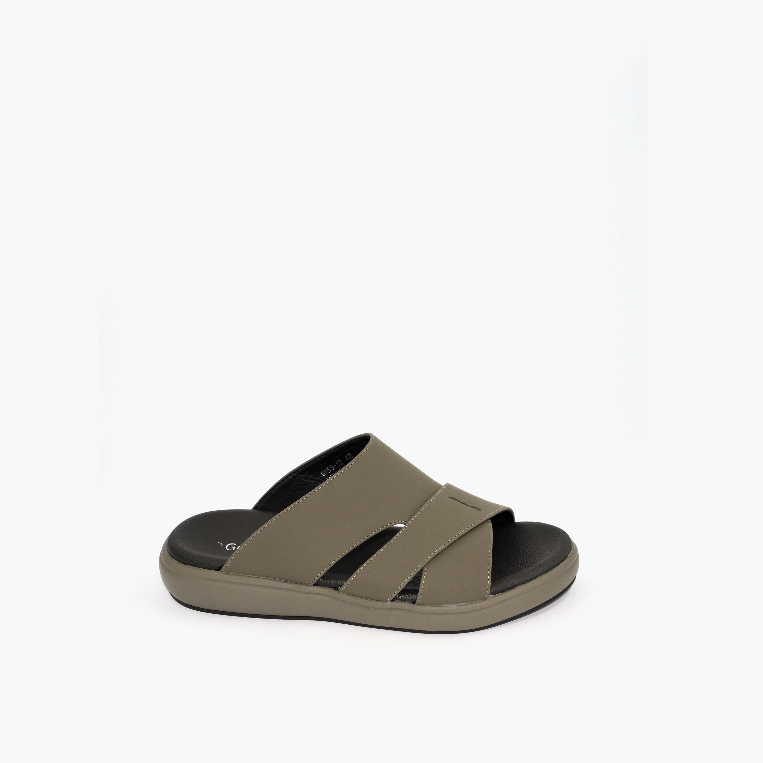 Geoomnii Men's Slip-On Zachary Slide Sandals | 9153-12-OLIVE-men-shoes-sandals-image-4