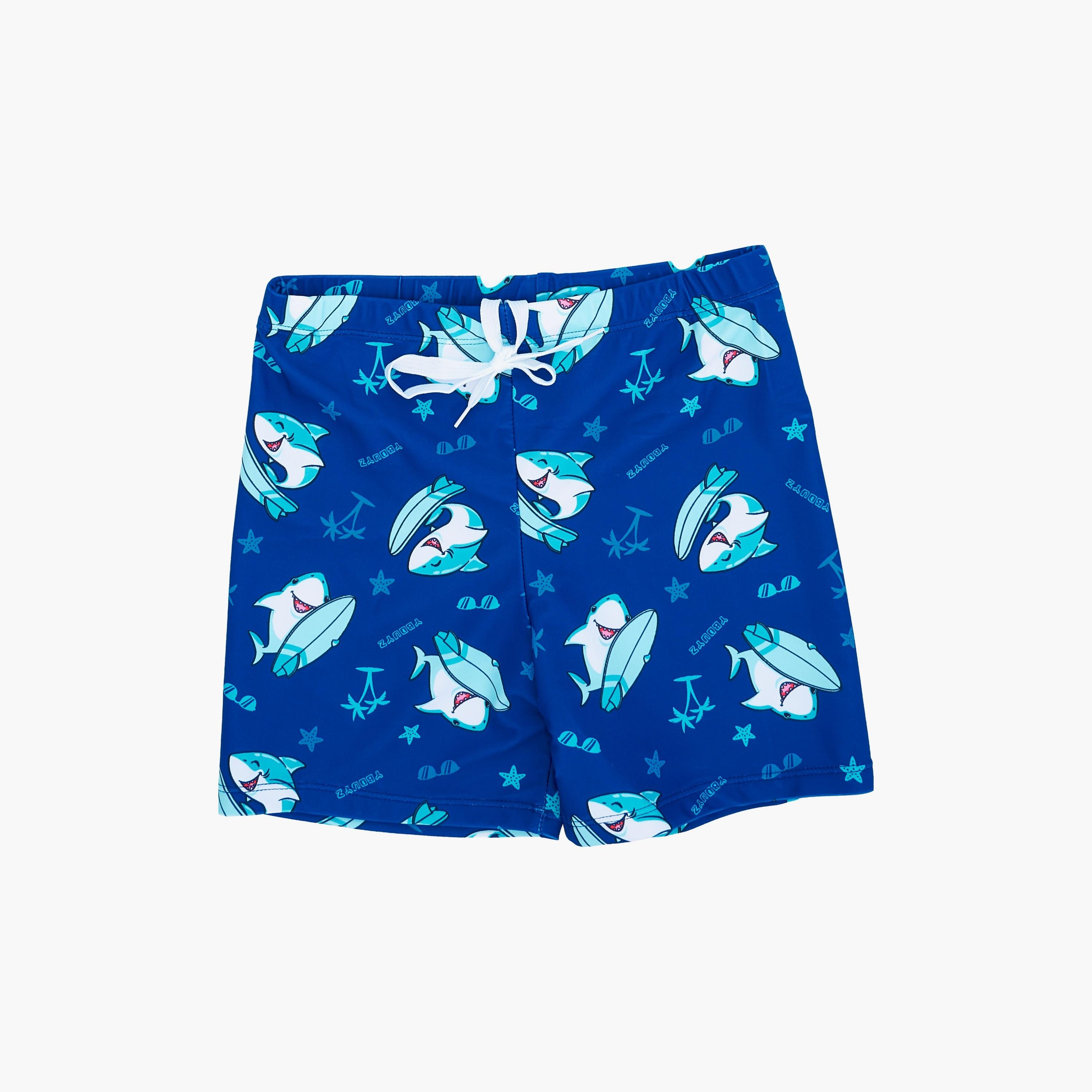 Babyqlo Shark Printed Short Sleeves T-Shirt, Short with Cap-boys-clothing-swimwear-image-5