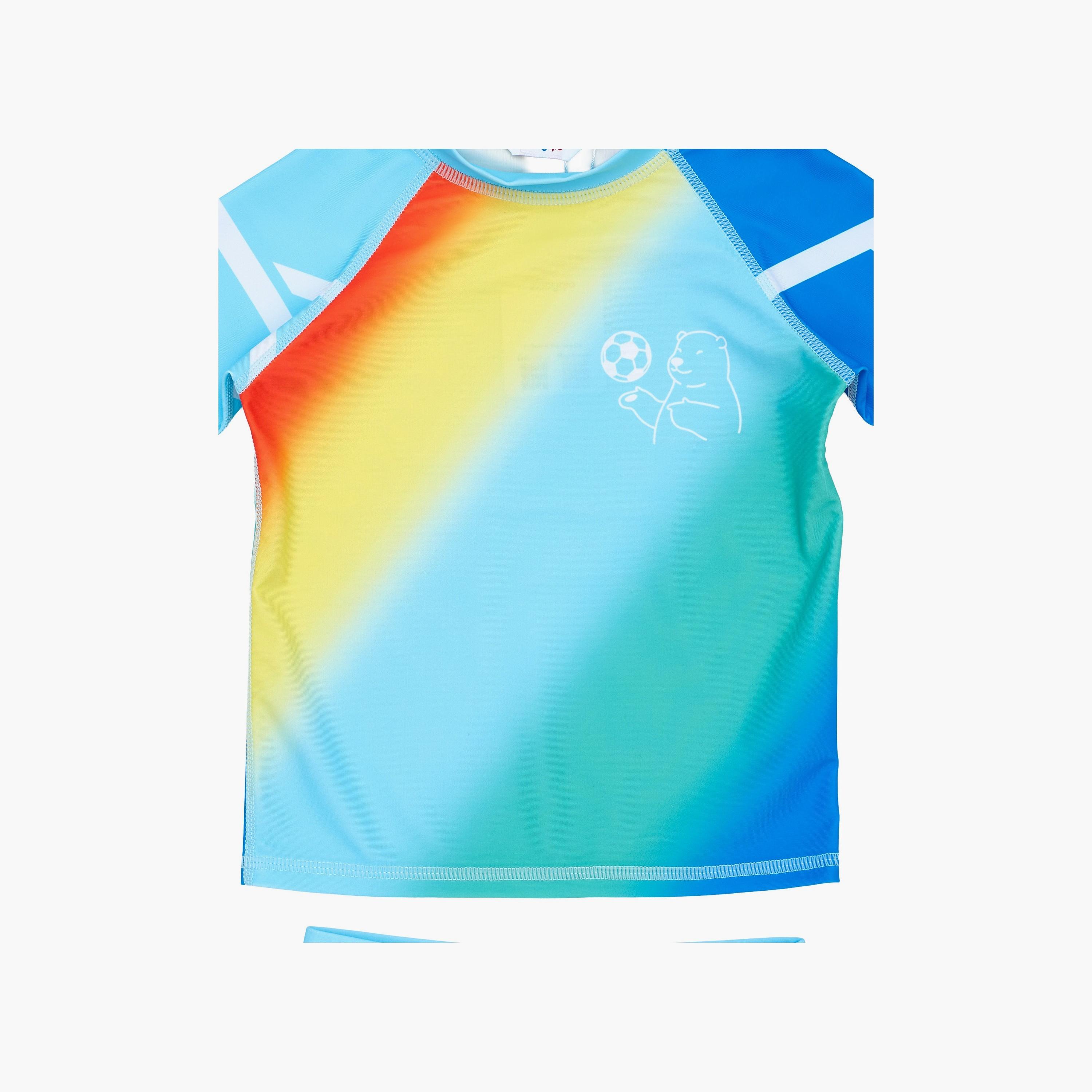 Babyqlo Rainbow Short Sleeves T-Shirt, Short with Cap-boys-clothing-swimwear-image-4