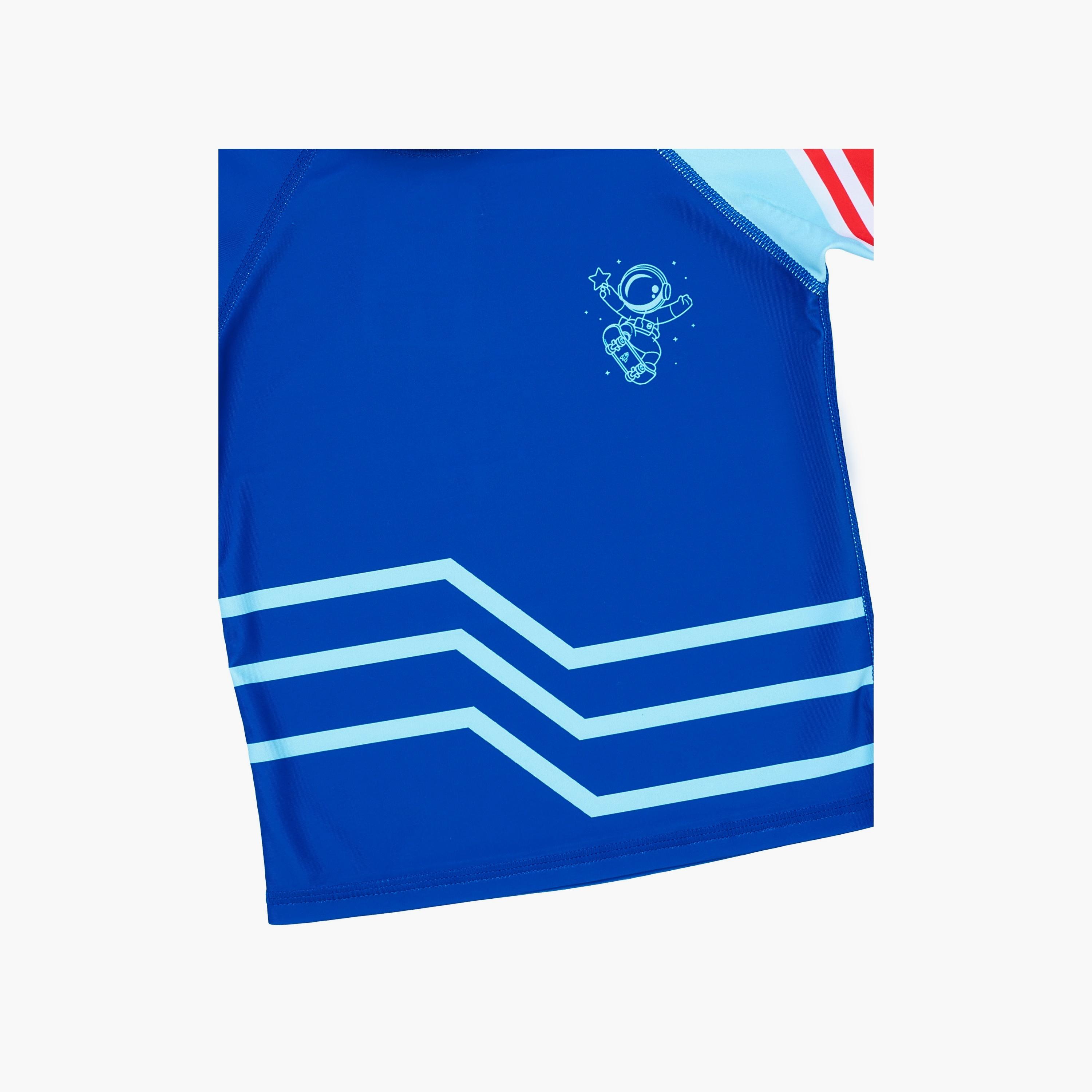 Babyqlo Astronaut Space Printed Short Sleeves T-Shirt, Short with Cap-boys-clothing-swimwear-image-4