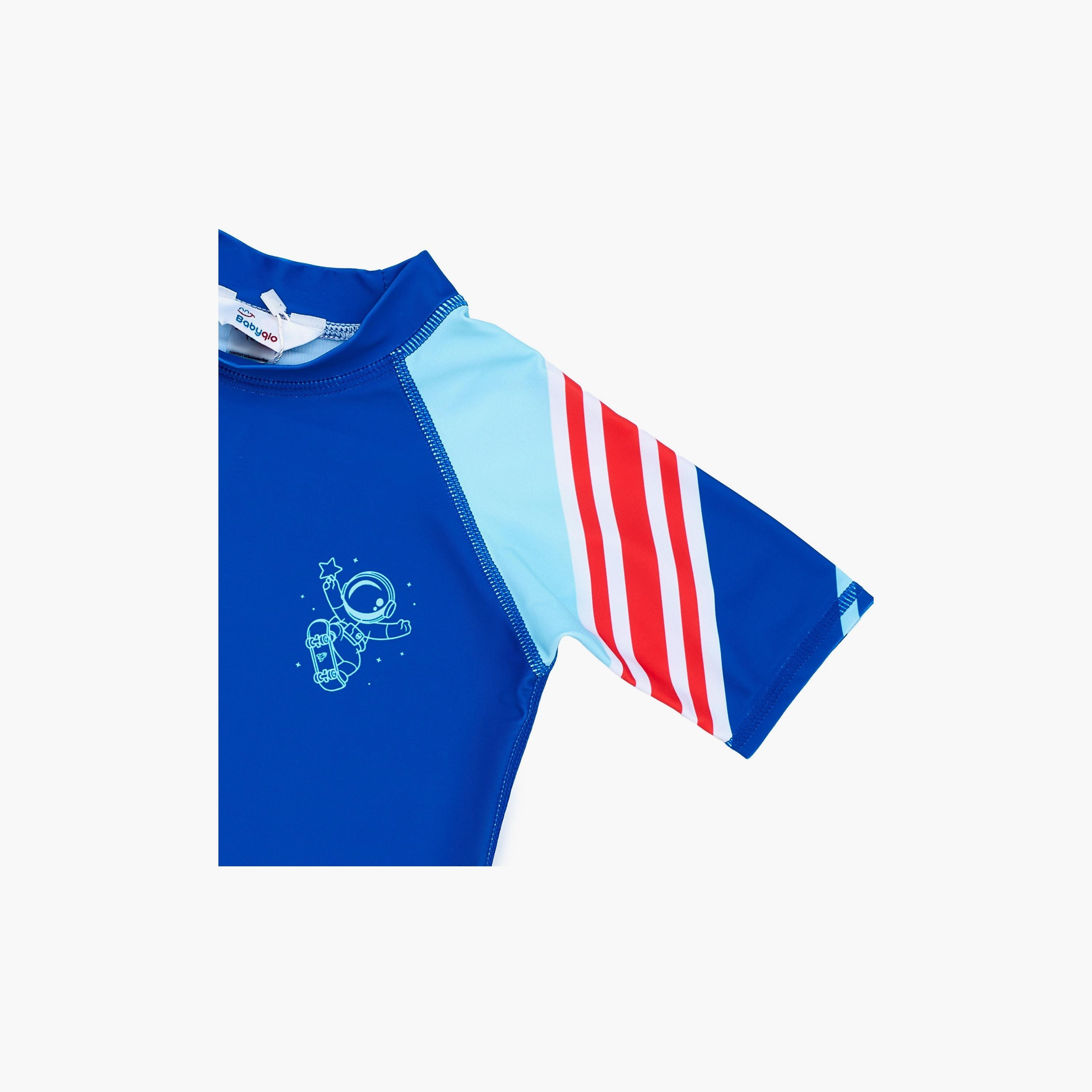 Babyqlo Astronaut Space Printed Short Sleeves T-Shirt, Short with Cap-boys-clothing-swimwear-image-5