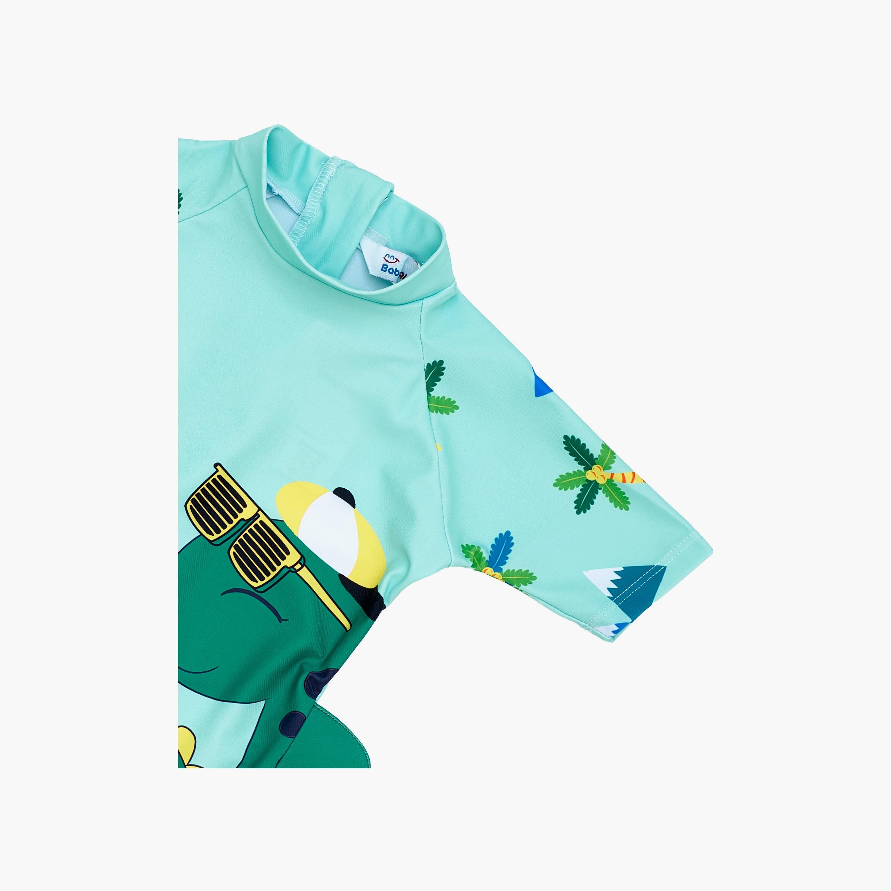 Babyqlo Dino Printed Short Sleeves Swimsuit with Cap-boys-clothing-swimwear-image-5
