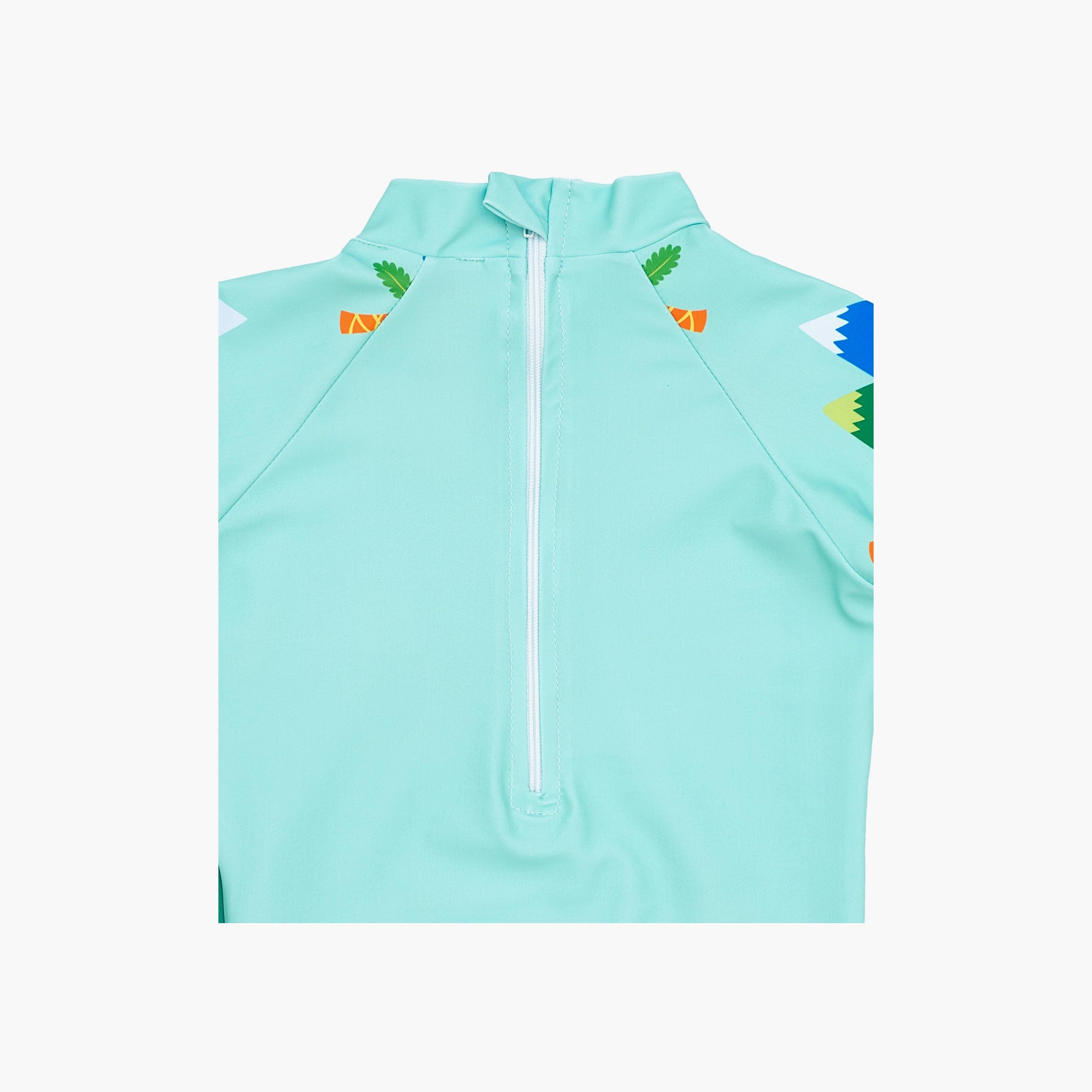 Babyqlo Dino Printed Short Sleeves Swimsuit with Cap-boys-clothing-swimwear-image-6