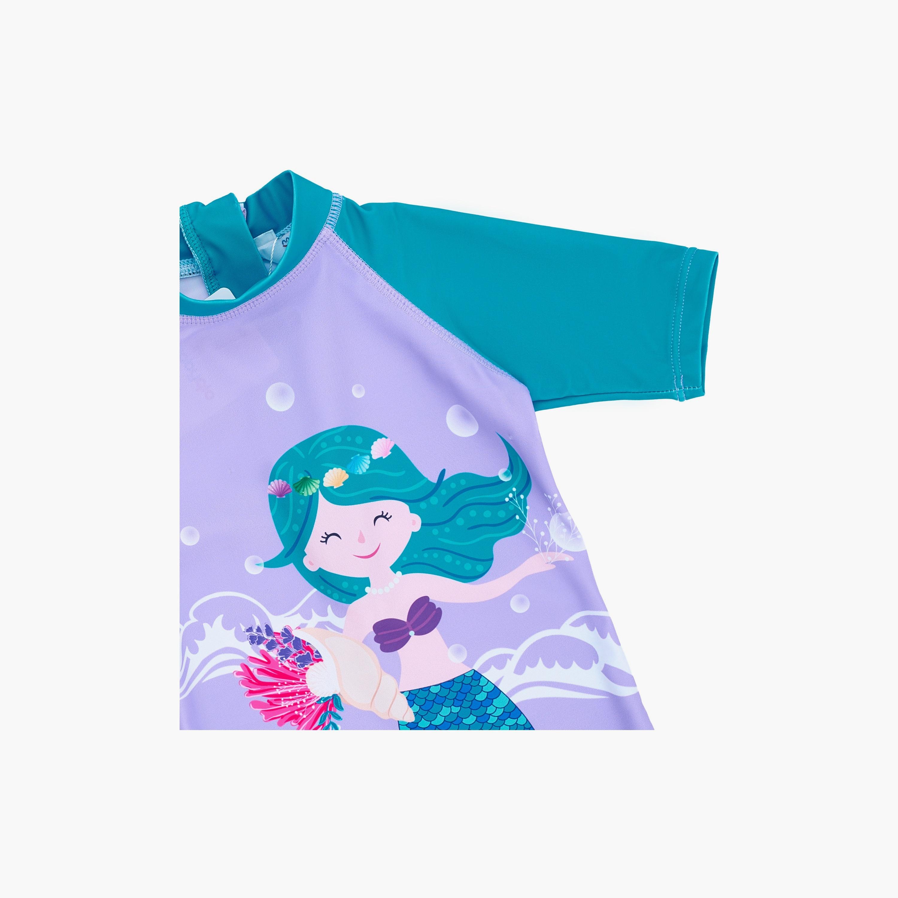 Babyqlo Mermaid Printed Short Sleeves Swimsuit with Cap-girls-clothing-swimwear-image-5