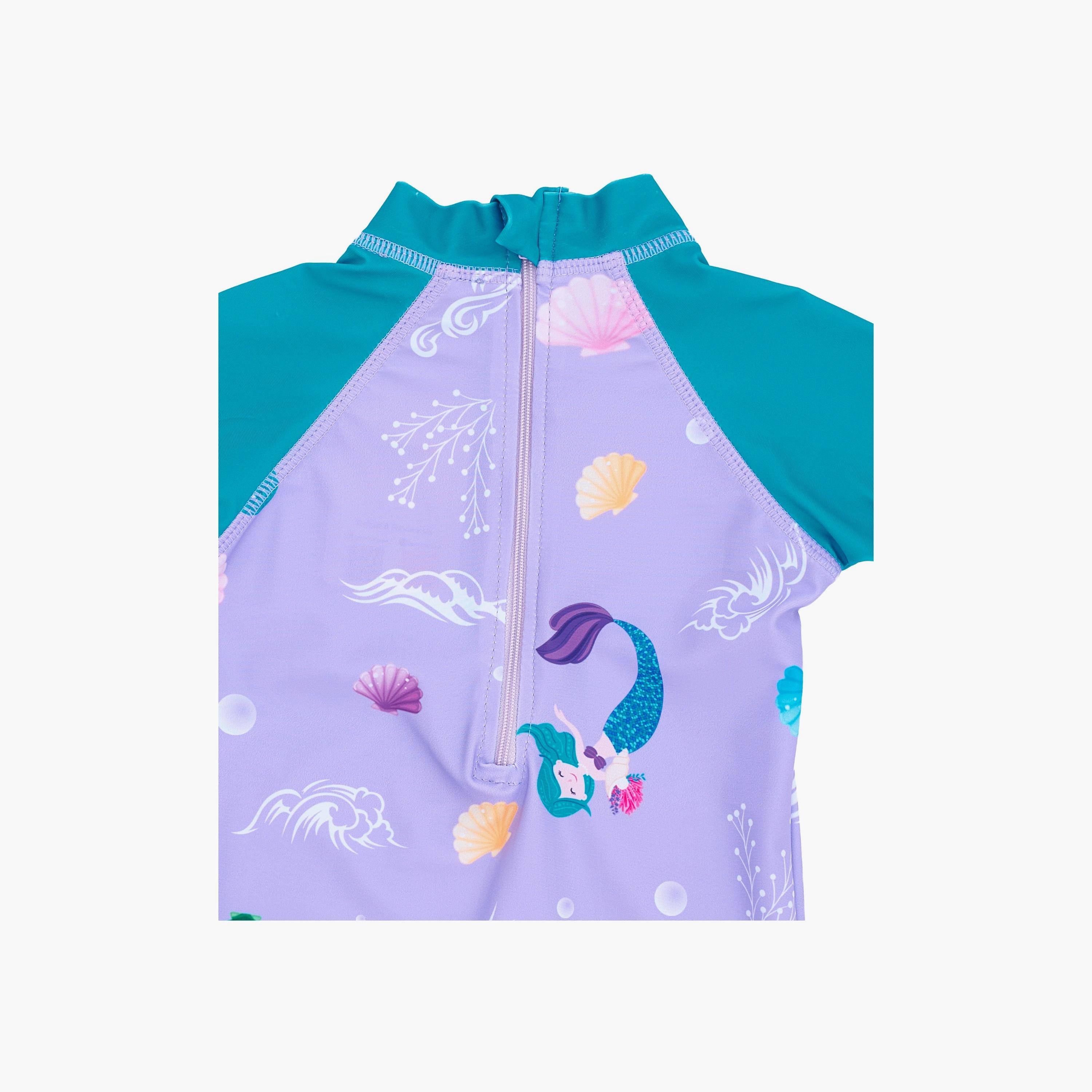 Babyqlo Mermaid Printed Short Sleeves Swimsuit with Cap-girls-clothing-swimwear-image-7