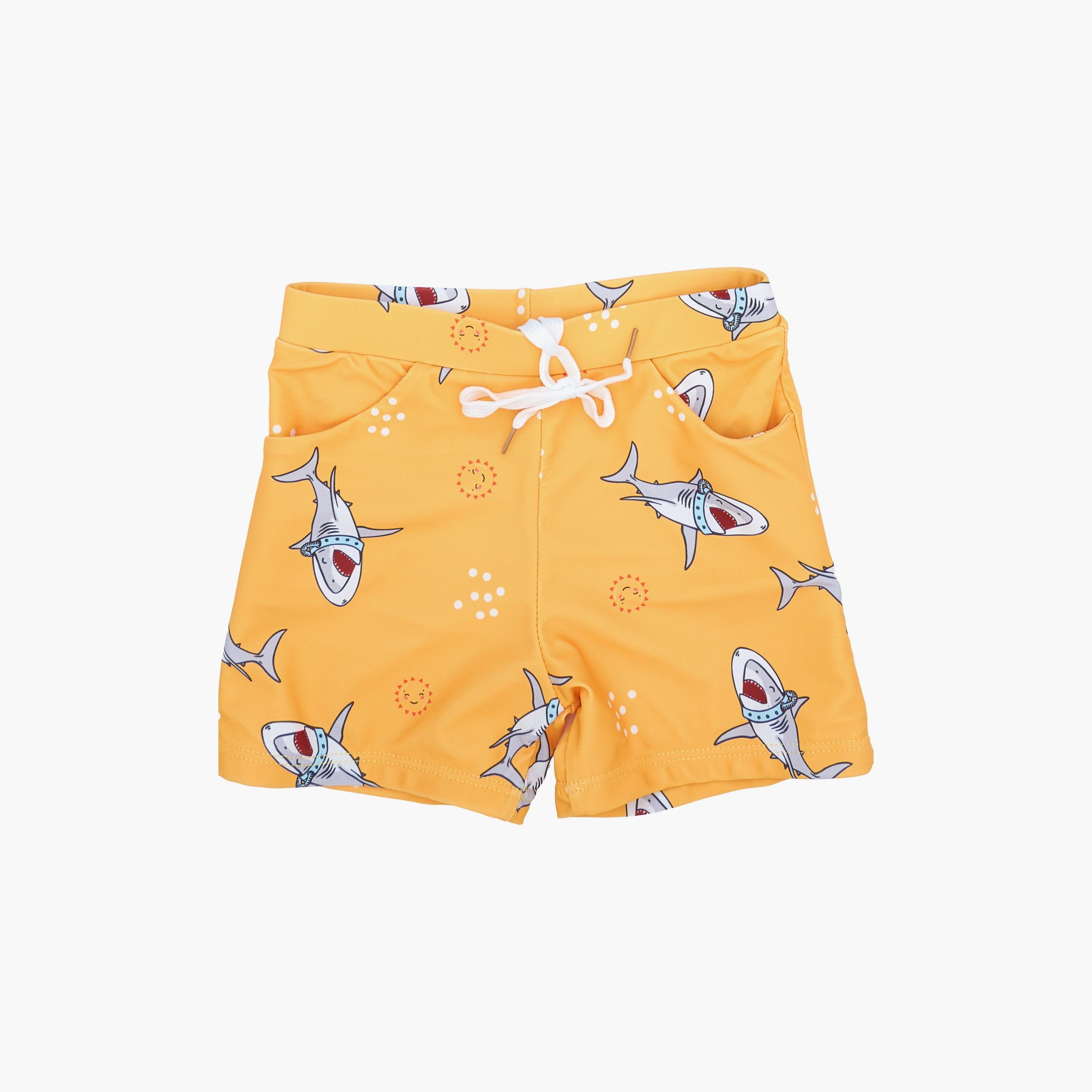 Babyqlo Shark Printed Long Sleeves T-Shirt, Short with Cap-boys-clothing-swimwear-image-4