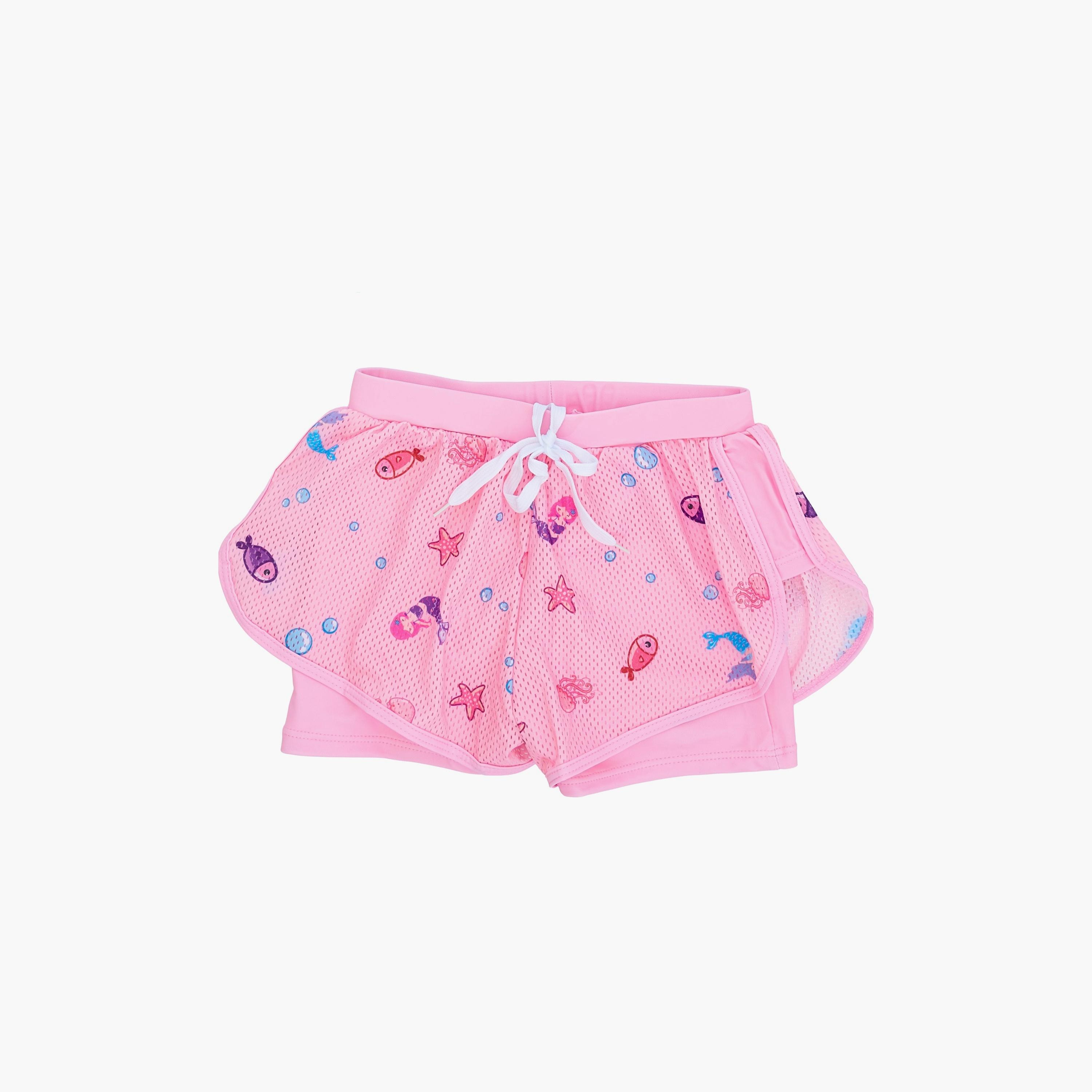 تي شيرت بأكمام طويلة مطبوع عليه صورة أميرة حورية البحر مع شورت من بيبيكلو-girls-clothing-swimwear-image-4