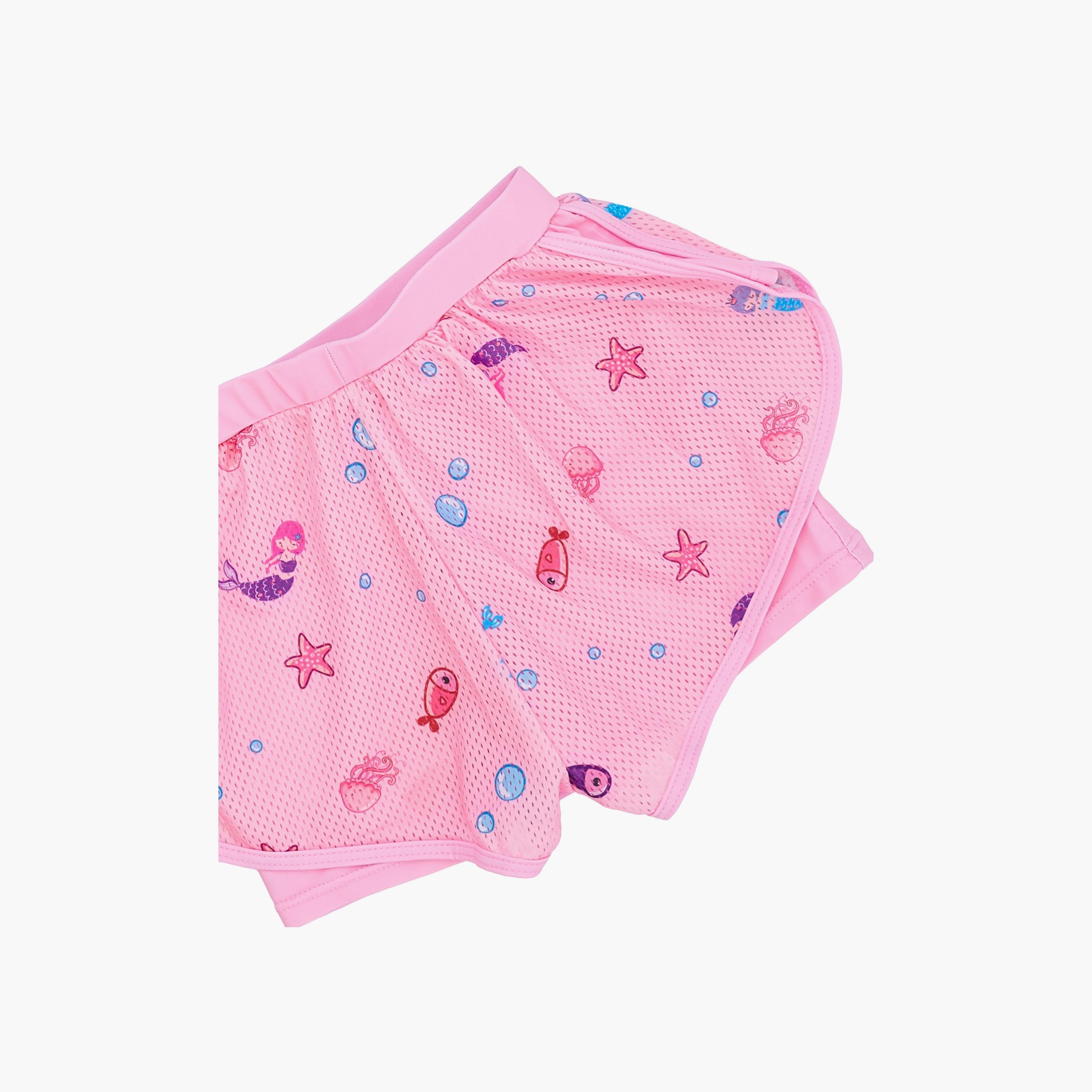 تي شيرت بأكمام طويلة مطبوع عليه صورة أميرة حورية البحر مع شورت من بيبيكلو-girls-clothing-swimwear-image-1