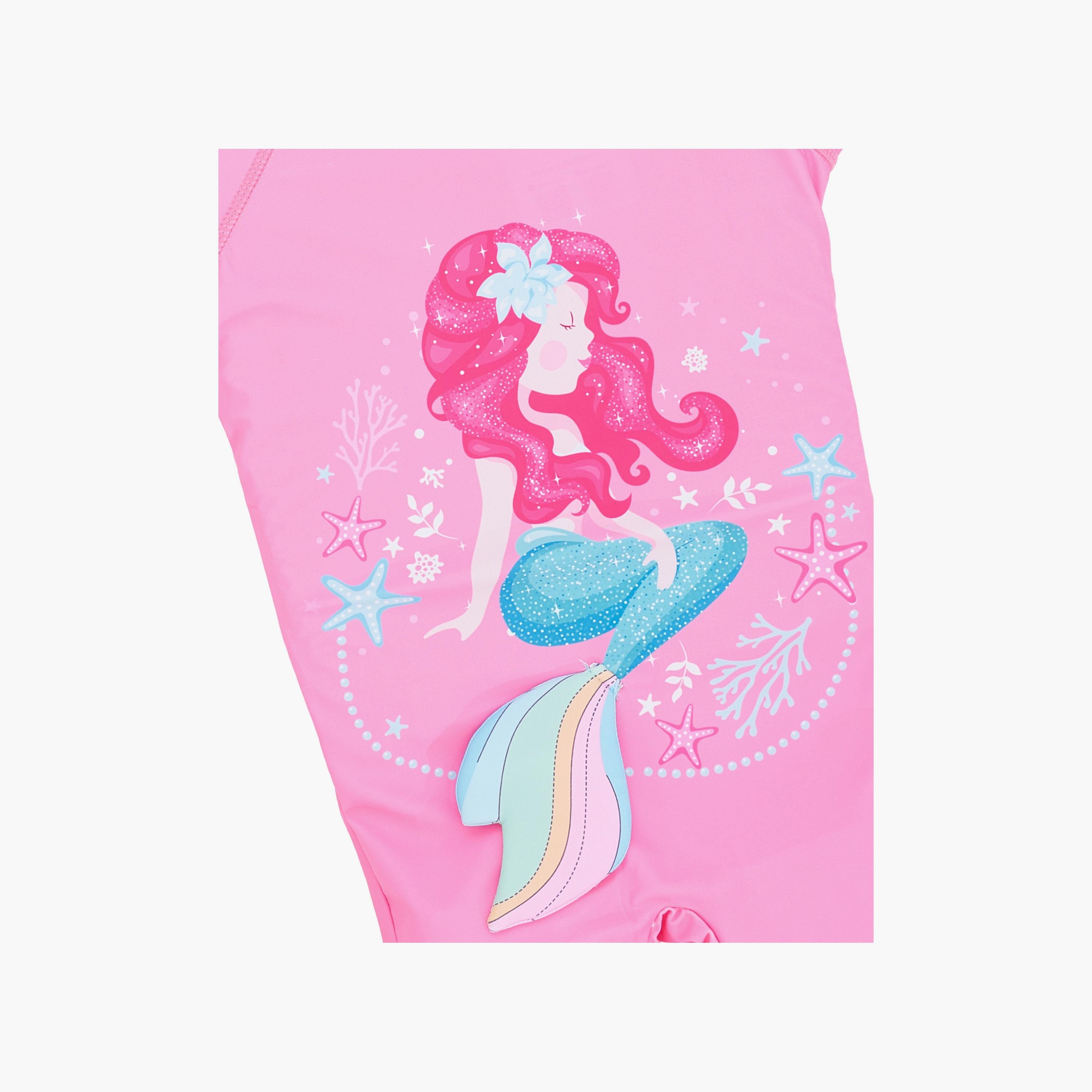 Babyqlo Mermaid Printed Short Sleeves Swimsuit with Cap-girls-clothing-swimwear-image-4