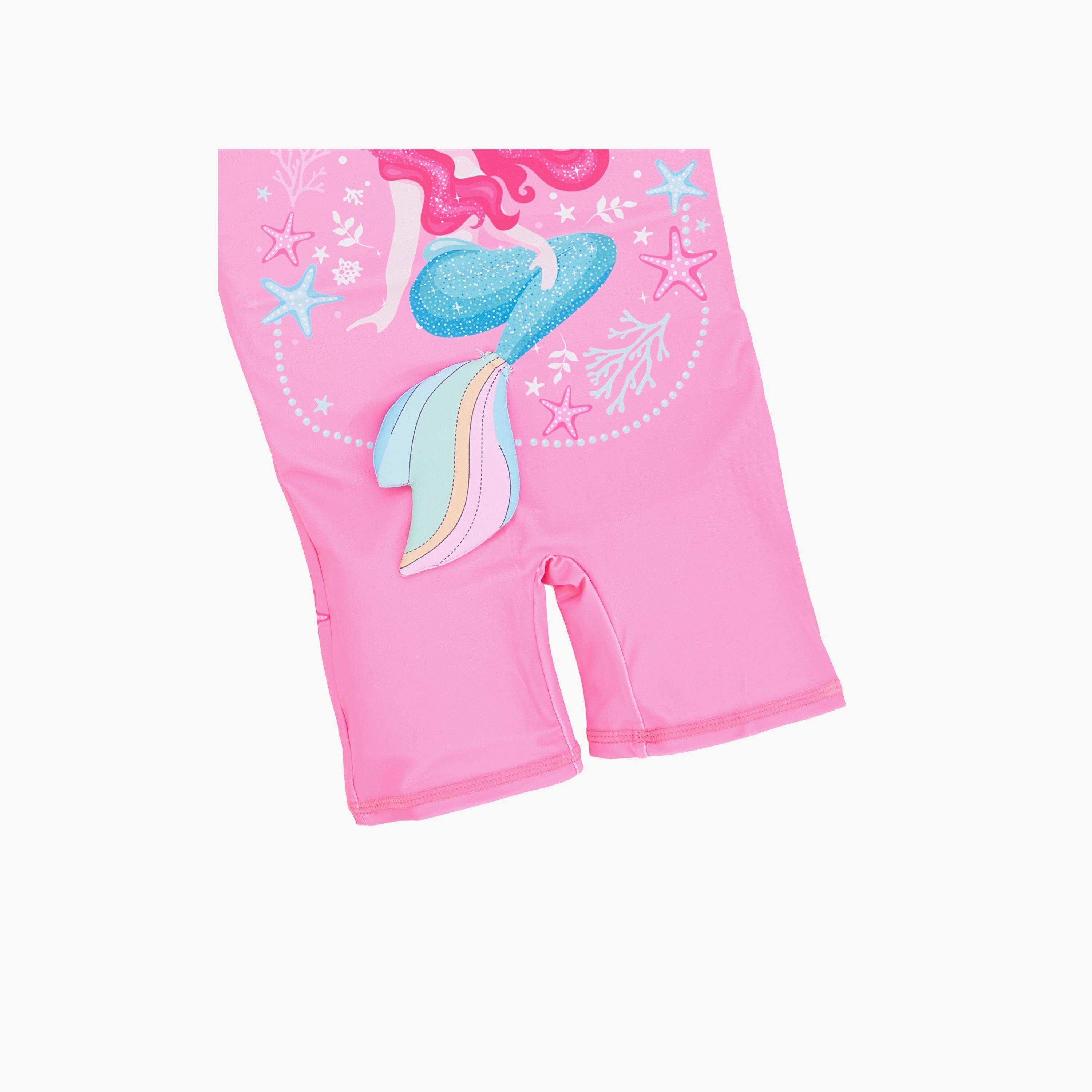 Babyqlo Mermaid Printed Short Sleeves Swimsuit with Cap-girls-clothing-swimwear-image-5