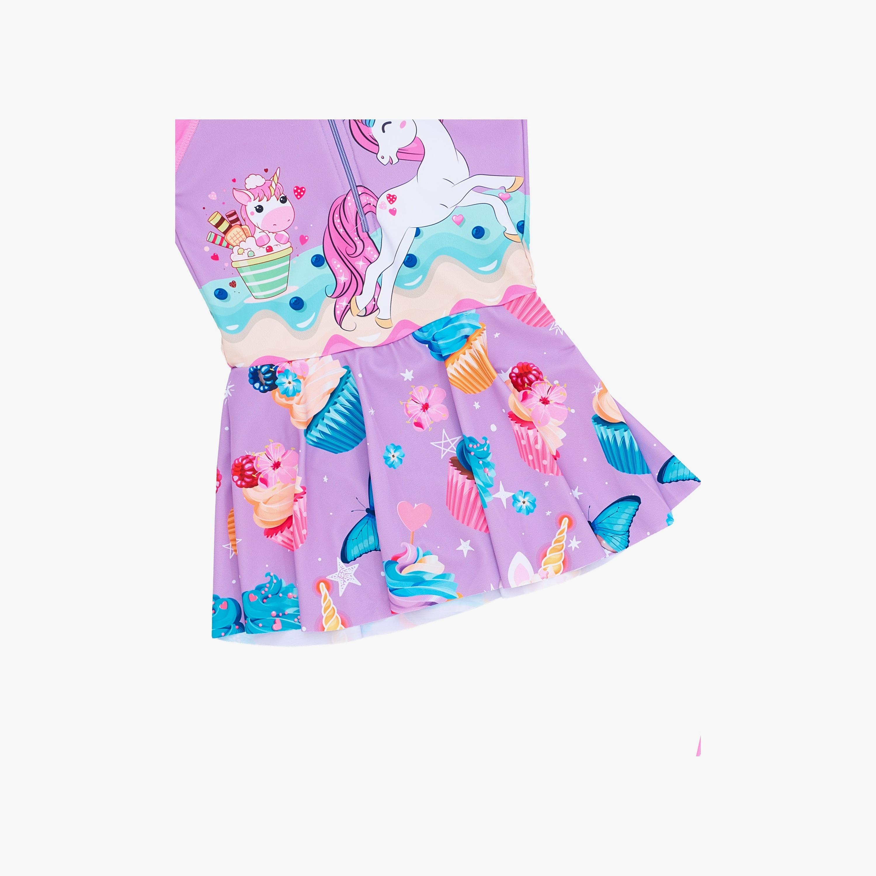 Babyqlo Unicorn Printed Long Sleeves Dress with Leggings-girls-clothing-swimwear-image-6
