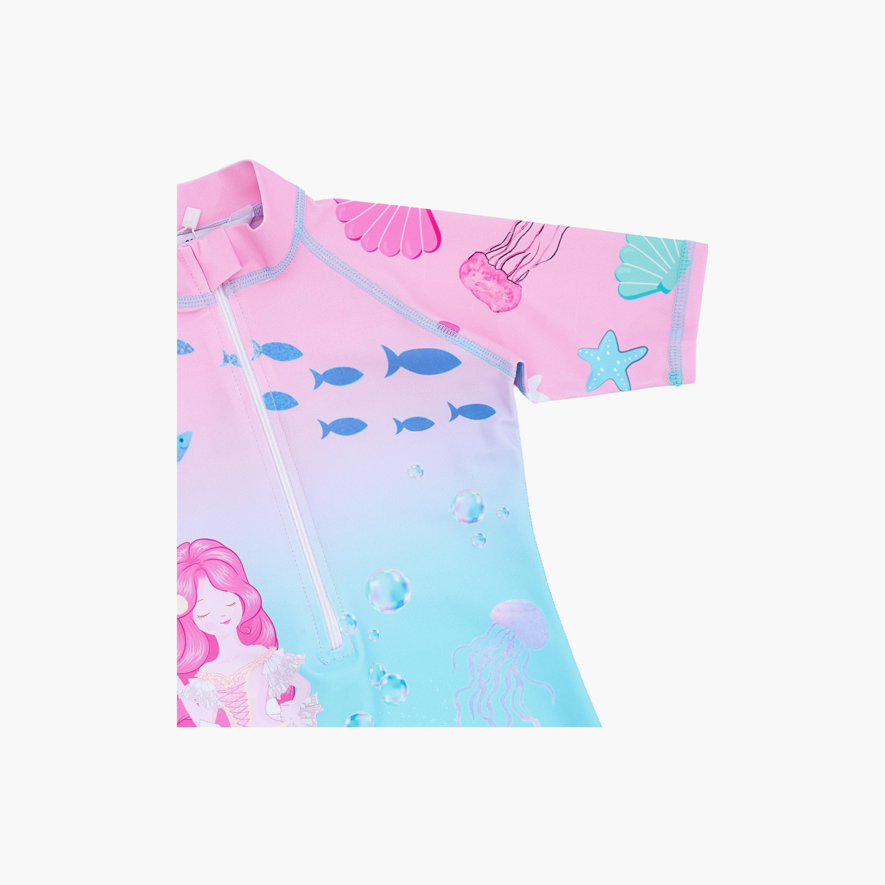 Babyqlo Mermaid Printed Short Sleeves Swimsuit-girls-clothing-swimwear-image-4