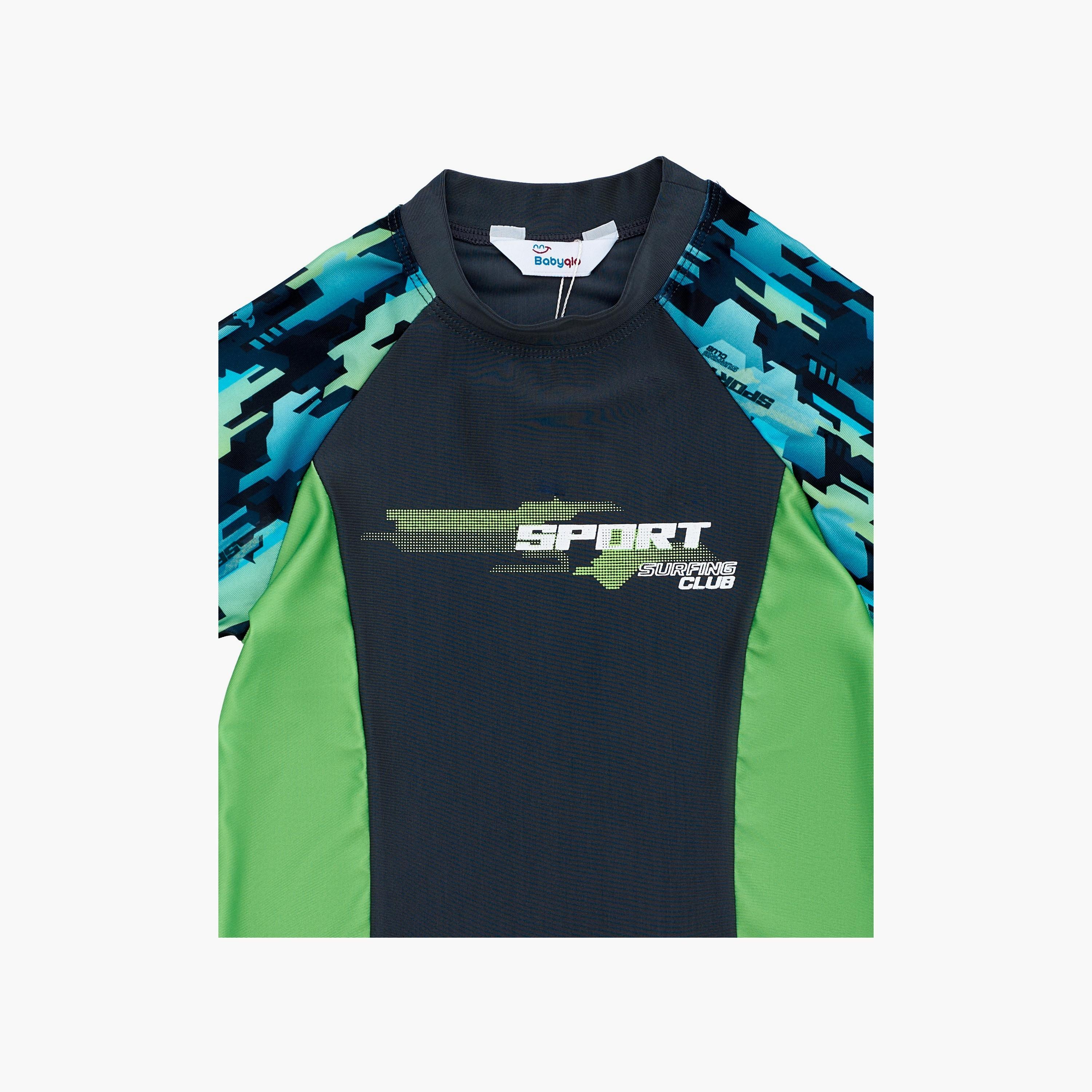 Babyqlo Sport Camo Printed Short Sleeves T-Shirt, Short with Cap-boys-clothing-swimwear-image-4