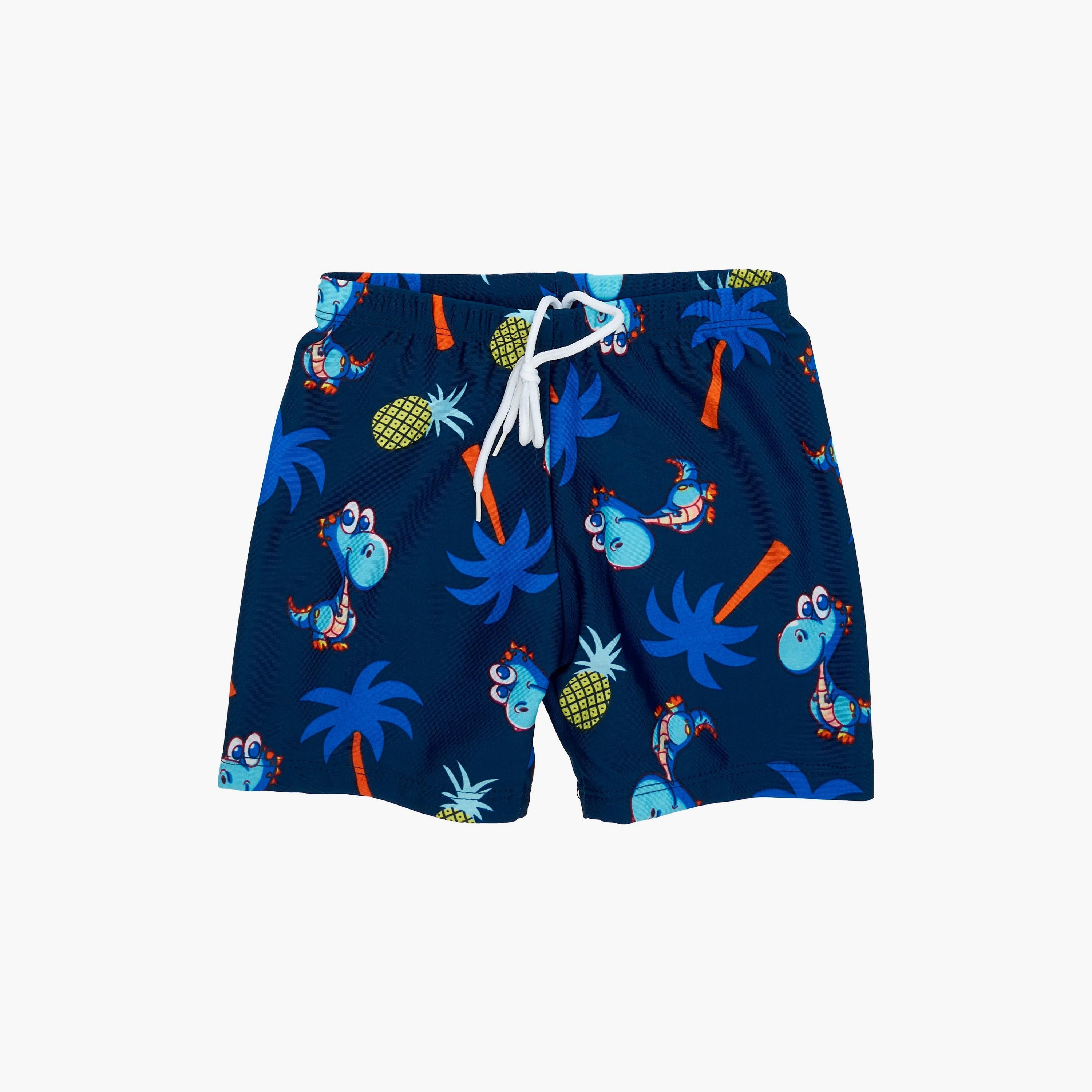 تي شيرت بأكمام قصيرة مطبوع عليه صورة ديناصور وشورت مع قبعة من بيبيكلو-boys-clothing-swimwear-image-6