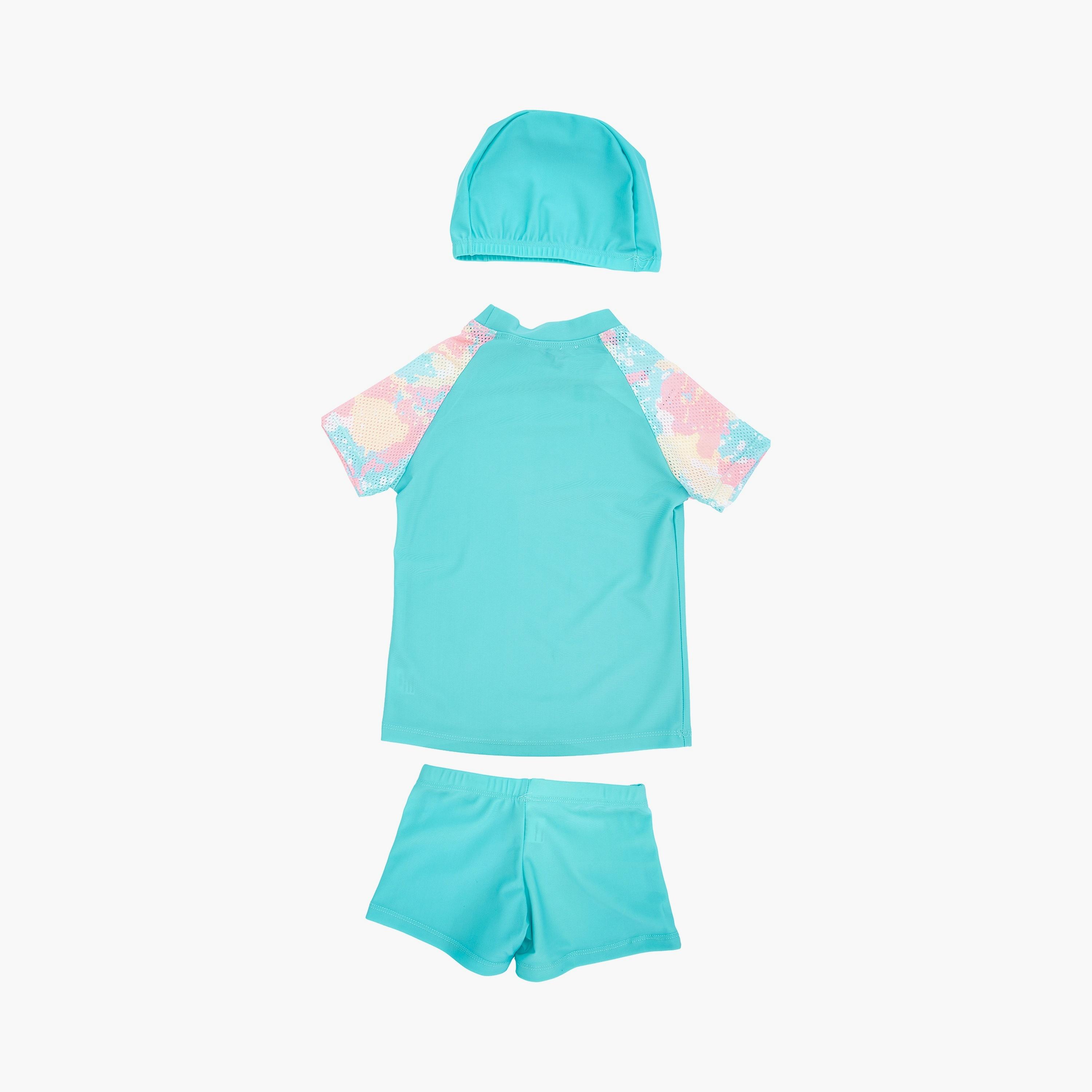 Babyqlo Excellent Team Printed Short Sleeves T-Shirt, Short with Cap-boys-clothing-swimwear-image-2