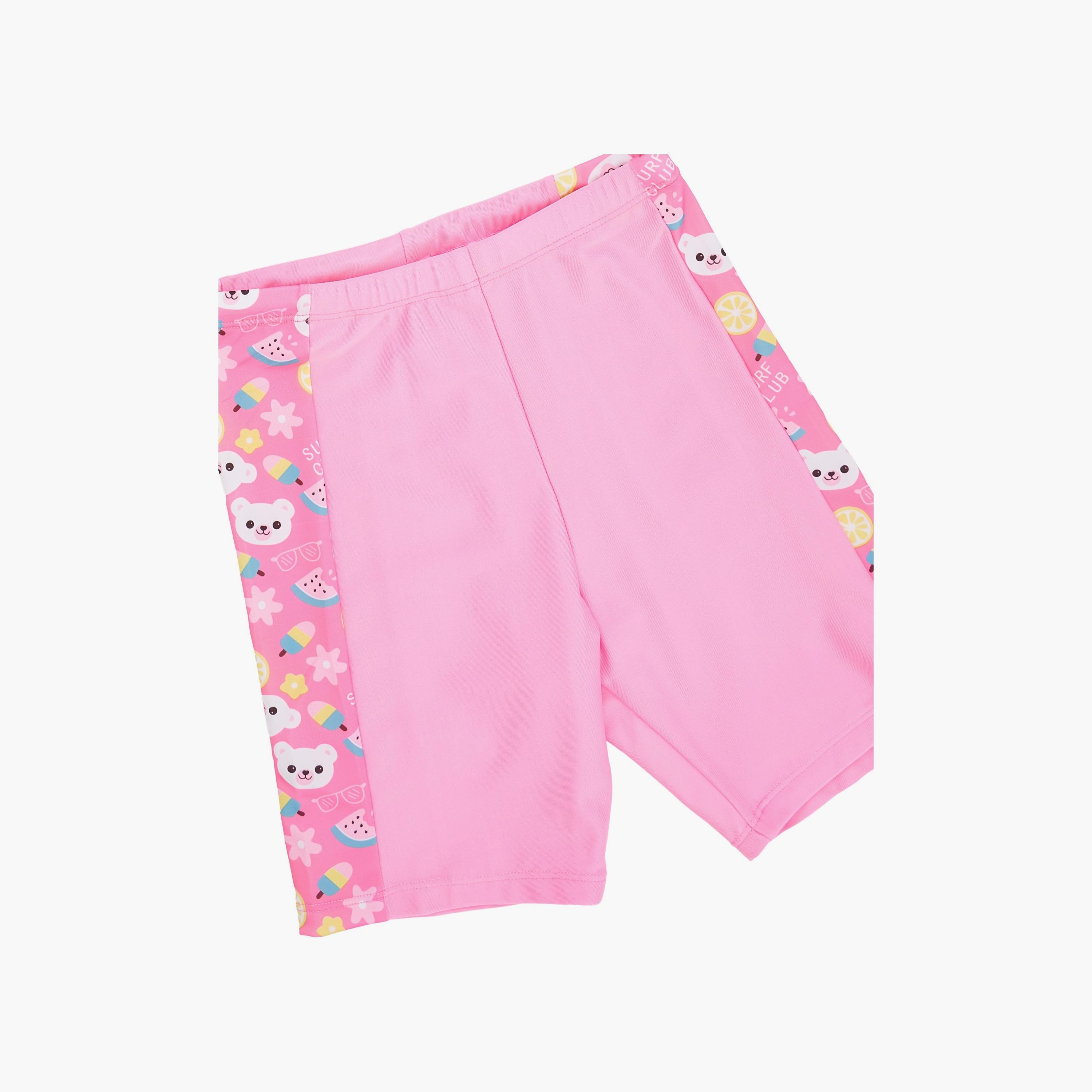 Babyqlo Surf Printed Short Sleeves T-Shirt, Short with Cap-girls-clothing-swimwear-image-6