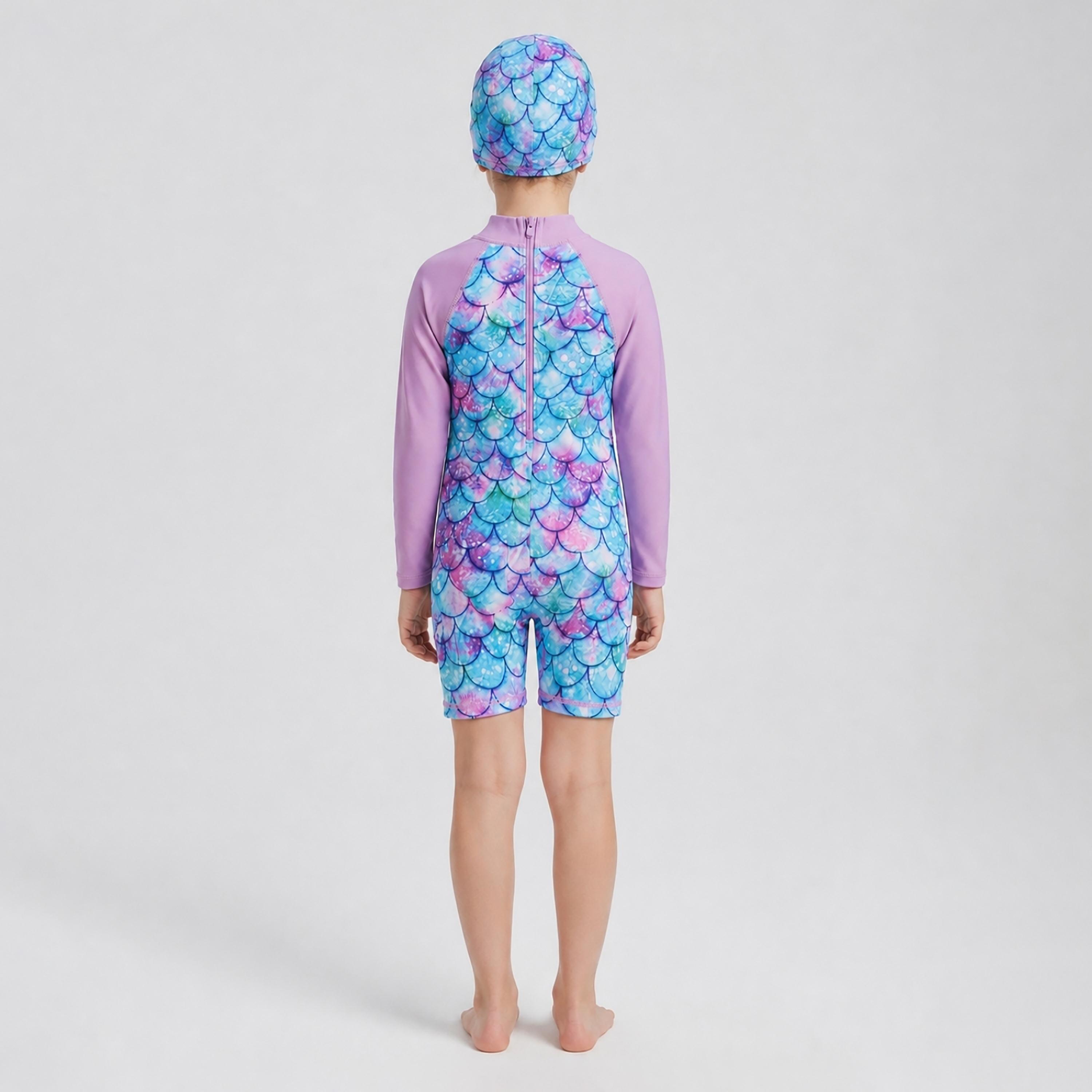 مايوه بأكمام طويلة بطبعات مع قبعة من بيبيكلو-girls-clothing-swimwear-image-2
