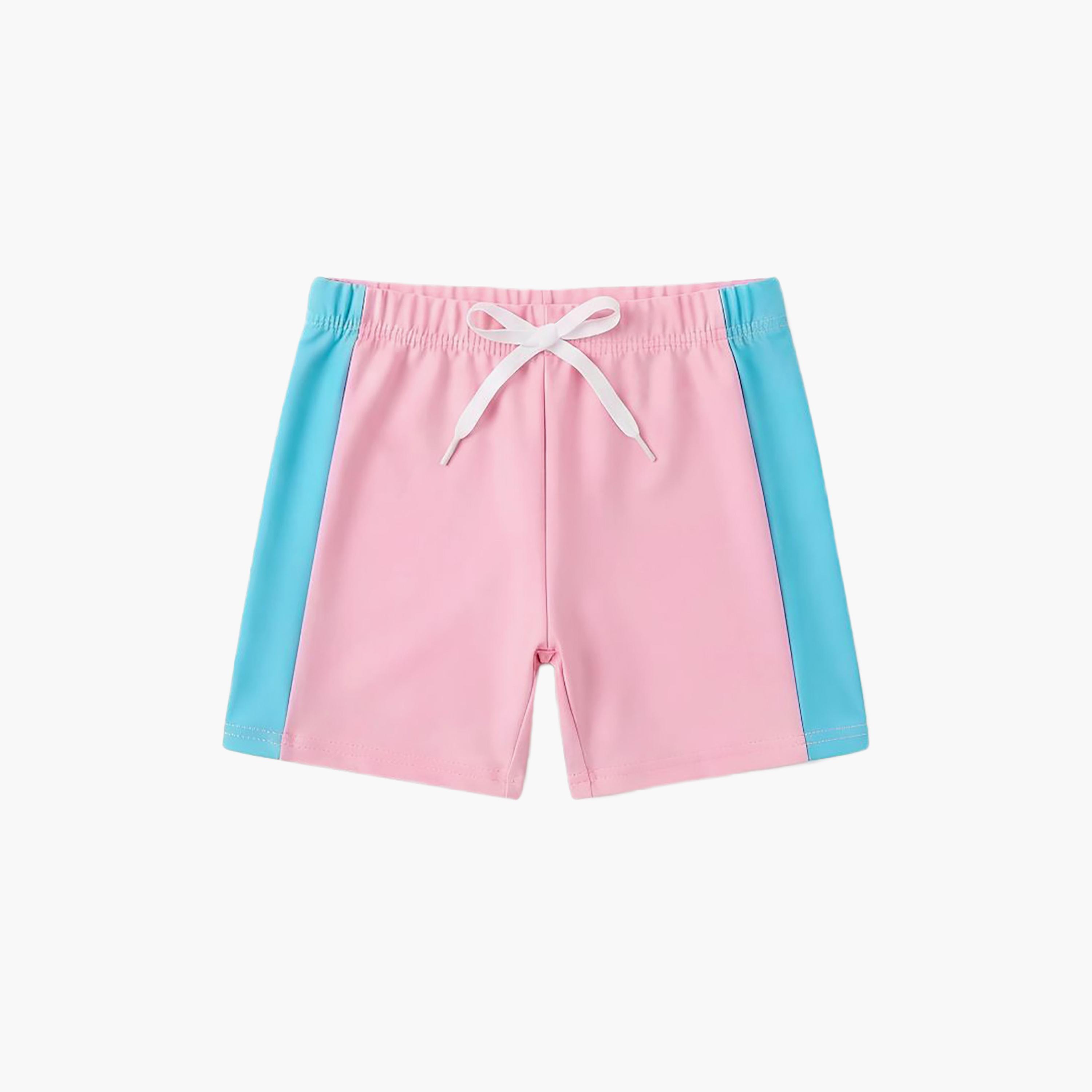 طقم تيشيرت وشورت سباحة سادة بأكمام قصيرة من بيبيكلو-girls-clothing-swimwear-image-6