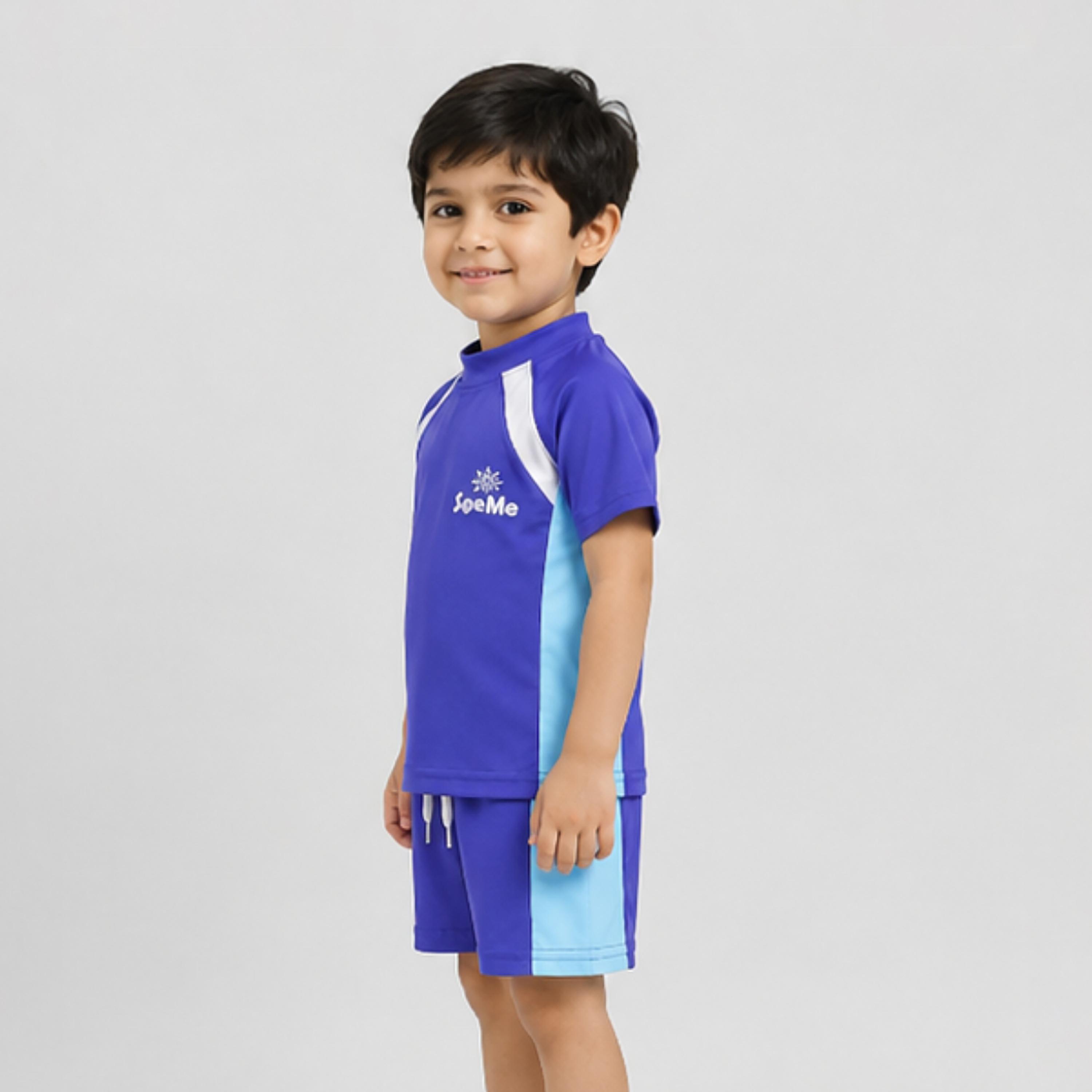 طقم تيشيرت وشورت سباحة سادة بأكمام قصيرة من بيبيكلو-boys-clothing-swimwear-image-2