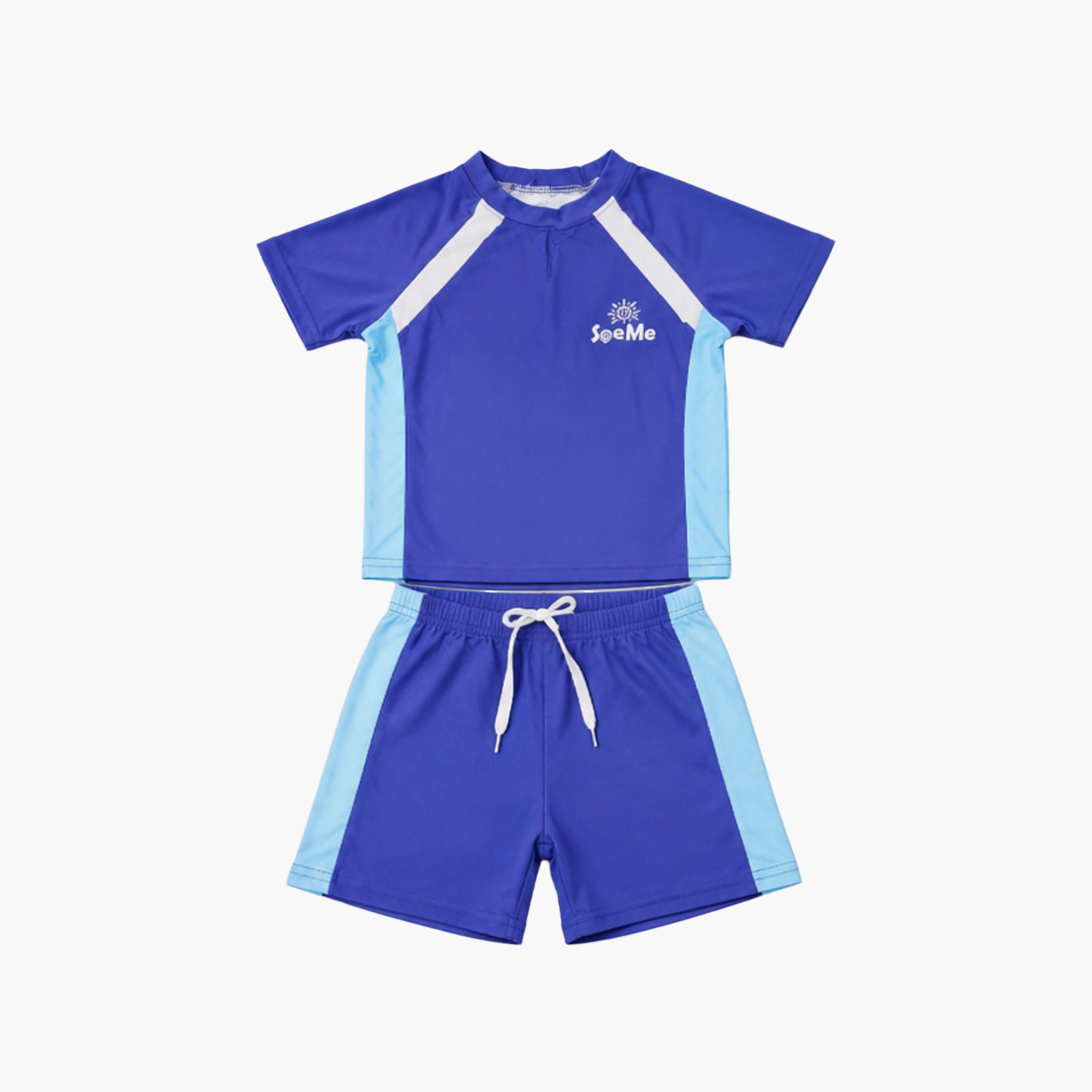 طقم تيشيرت وشورت سباحة سادة بأكمام قصيرة من بيبيكلو-boys-clothing-swimwear-image-5