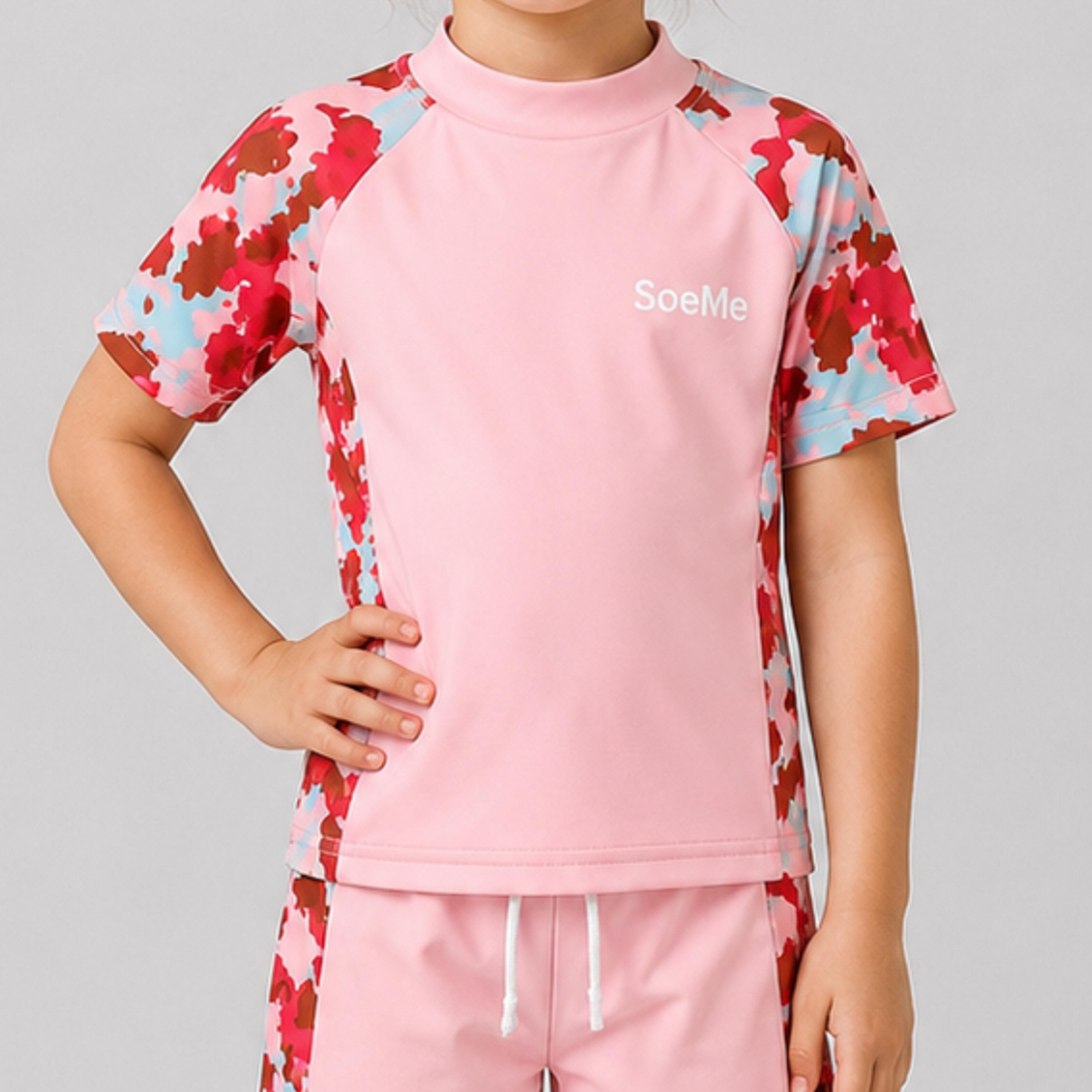 طقم تيشيرت وشورت سباحة بأكمام قصيرة ومطبوع من بيبيكلو-girls-clothing-swimwear-image-7
