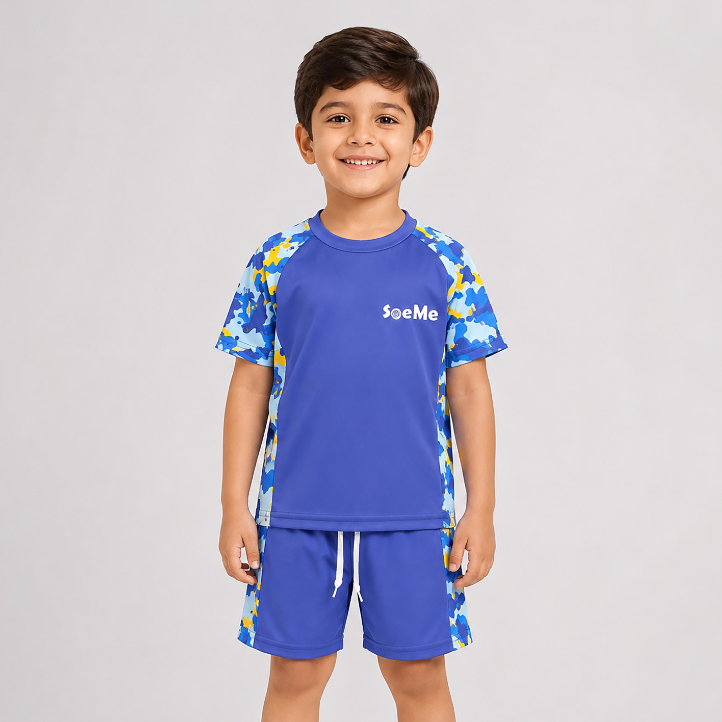طقم تيشيرت وشورت سباحة بأكمام قصيرة ومطبوع من بيبيكلو-boys-clothing-swimwear-image-1