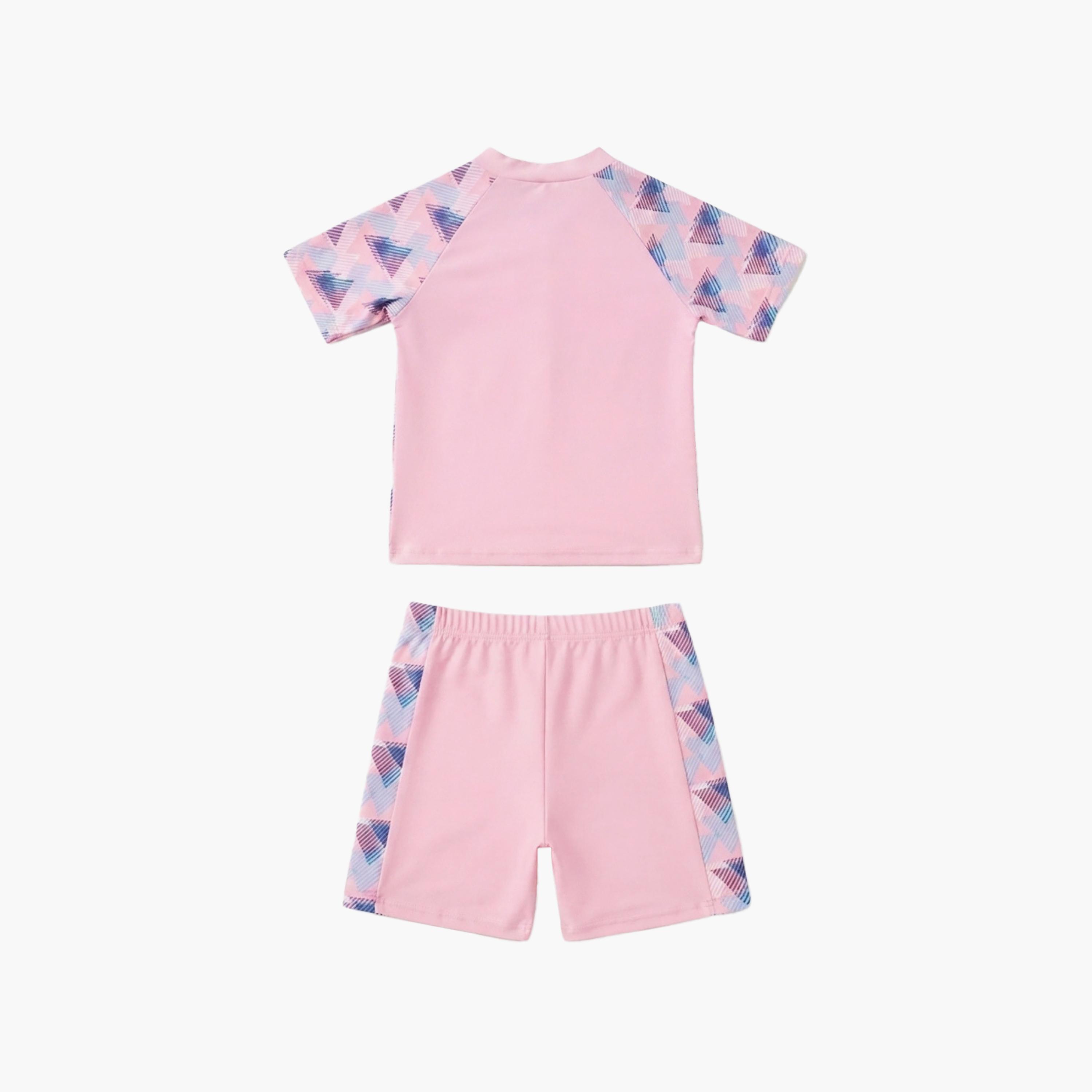 طقم تيشيرت وشورت سباحة بأكمام قصيرة ومطبوع من بيبيكلو-girls-clothing-swimwear-image-4