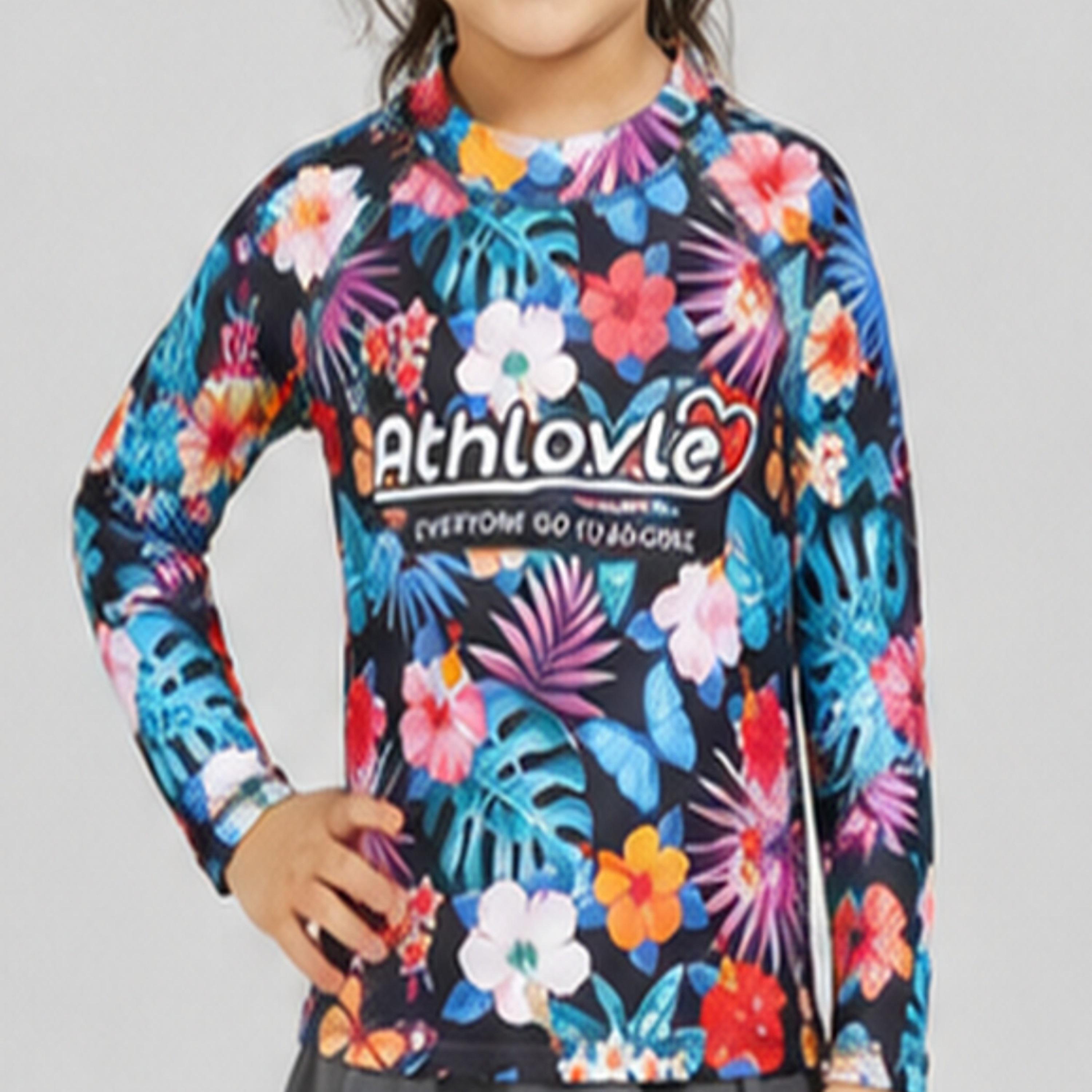 طقم تيشيرت سباحة بأكمام طويلة وتنورة ليقنز بطبعة زهور من بيبيكلو-girls-clothing-swimwear-image-7