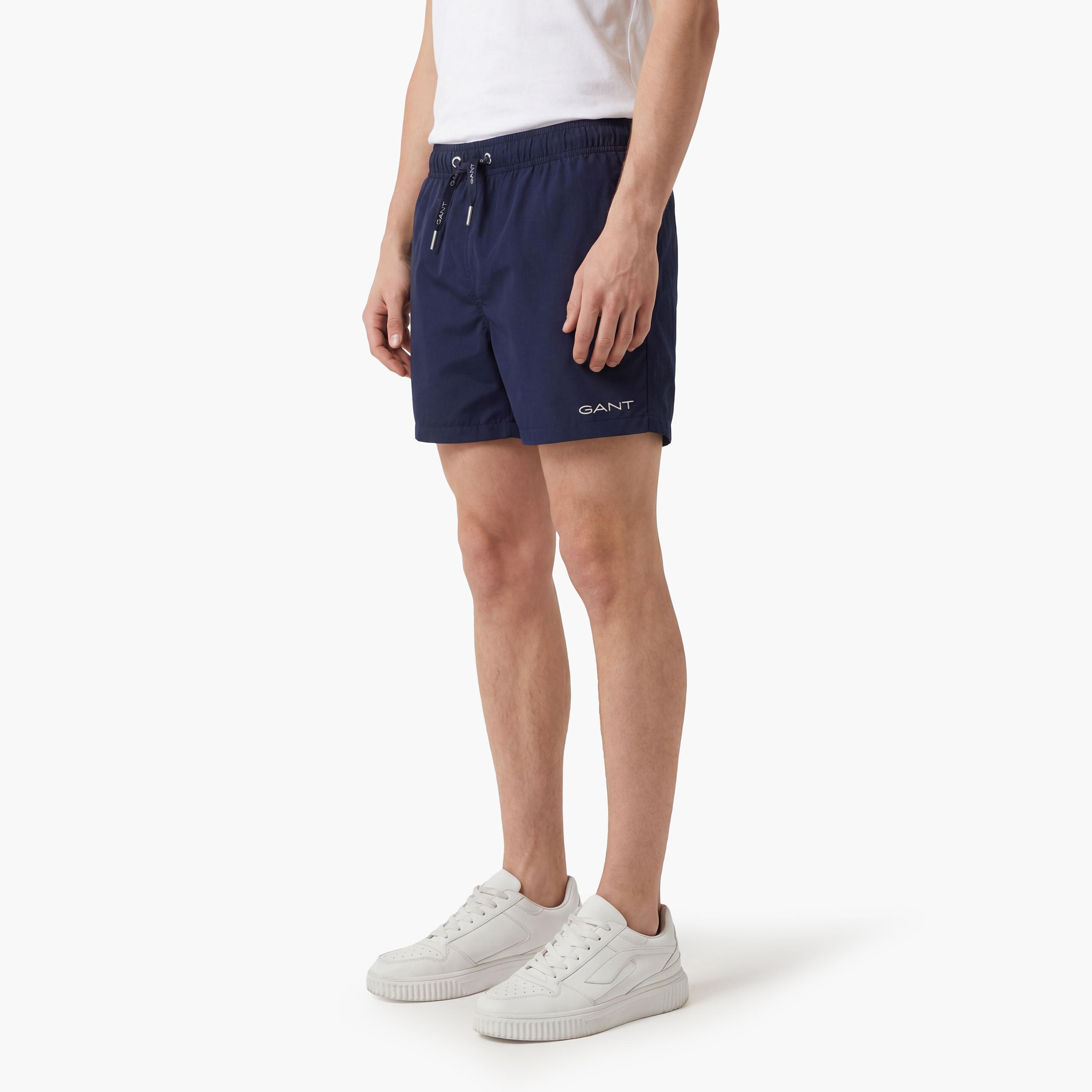 Gant Plain Mid-Rise Drawstring Waist Men's Swim Shorts-sports-gear-swimming-men-image-9