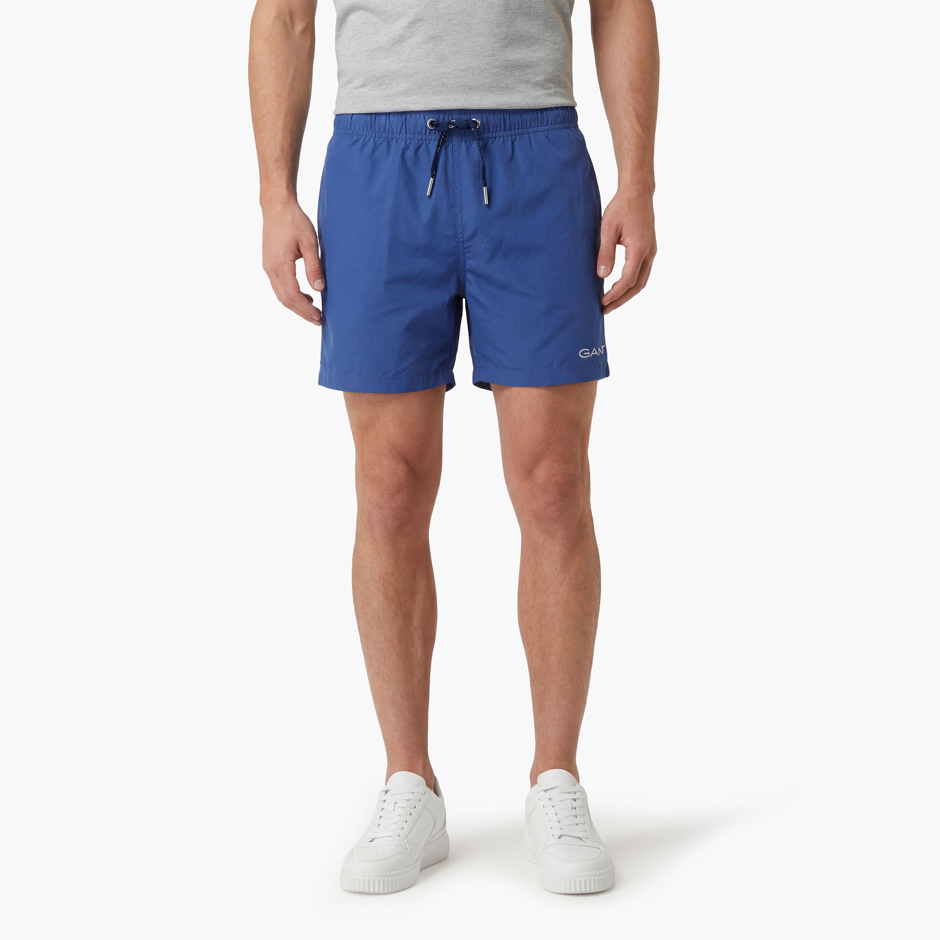 Gant Plain Mid-Rise Drawstring Waist Men's Swim Shorts-sports-gear-swimming-men-image-1