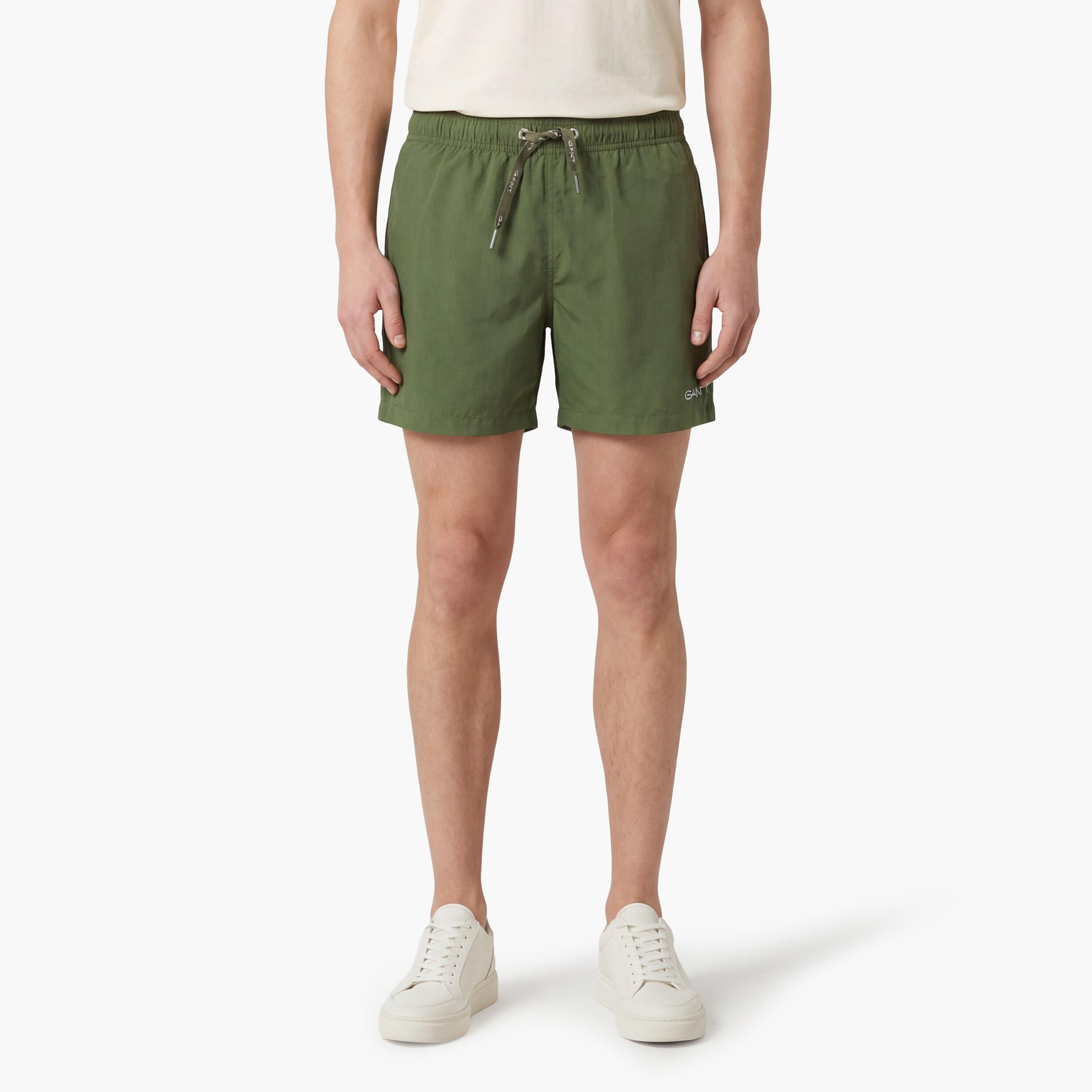 Gant Plain Mid-Rise Drawstring Waist Men's Swim Shorts-sports-gear-swimming-men-image-1