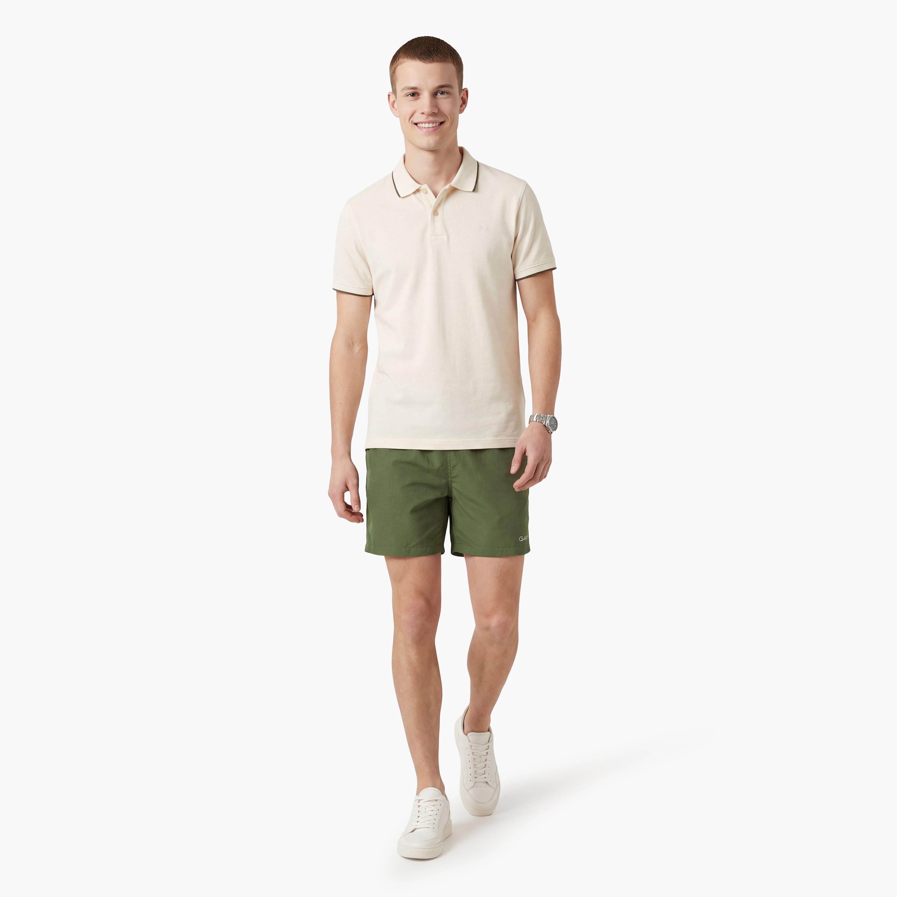 Gant Plain Mid-Rise Drawstring Waist Men's Swim Shorts-sports-gear-swimming-men-image-2