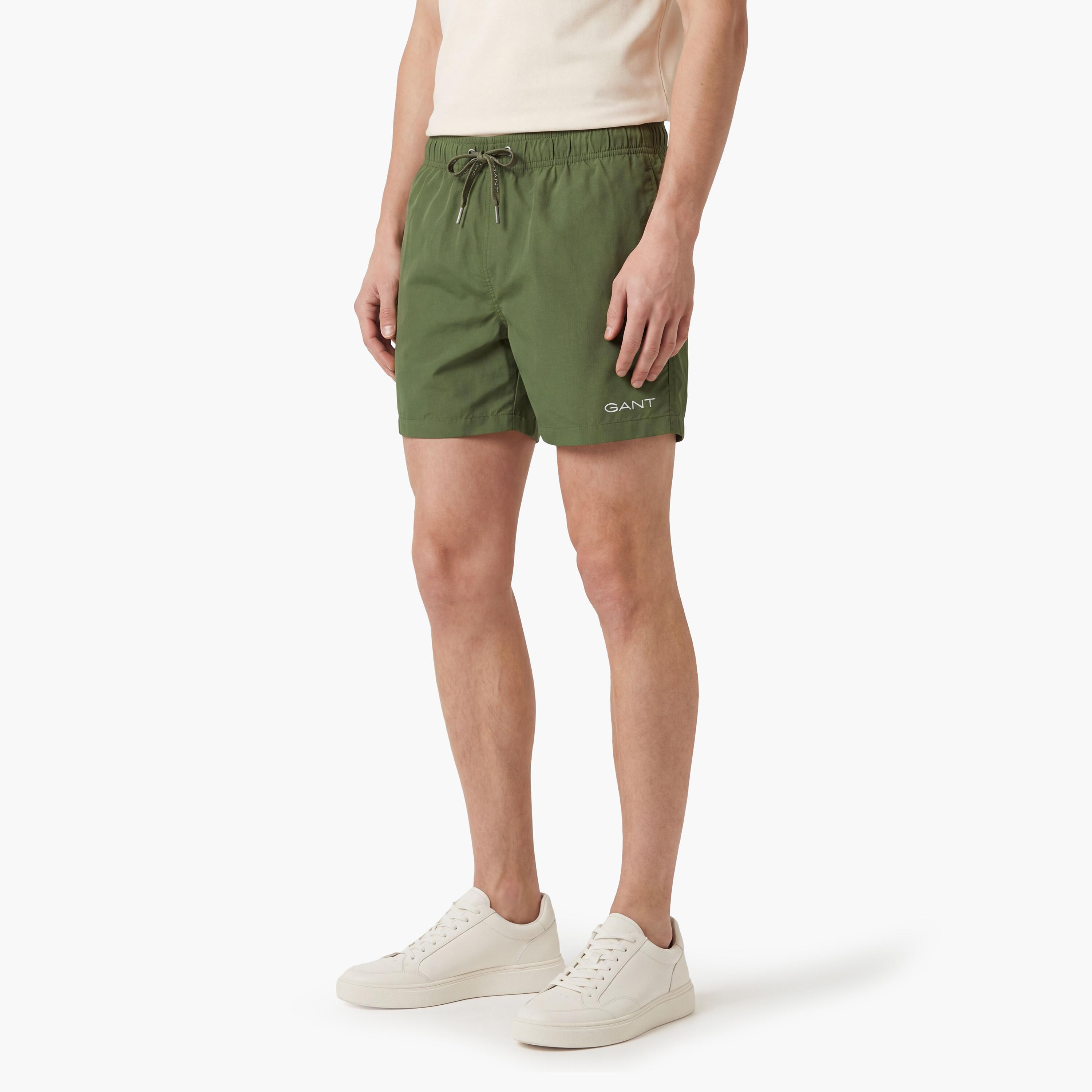 Gant Plain Mid-Rise Drawstring Waist Men's Swim Shorts-sports-gear-swimming-men-image-3
